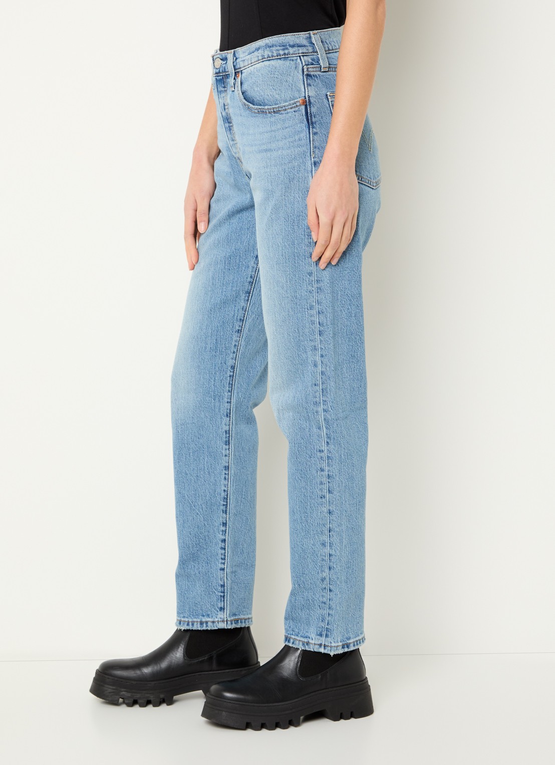 Levi's 501 high waist slim fit jeans met lichte wassing - detail 5 indigo