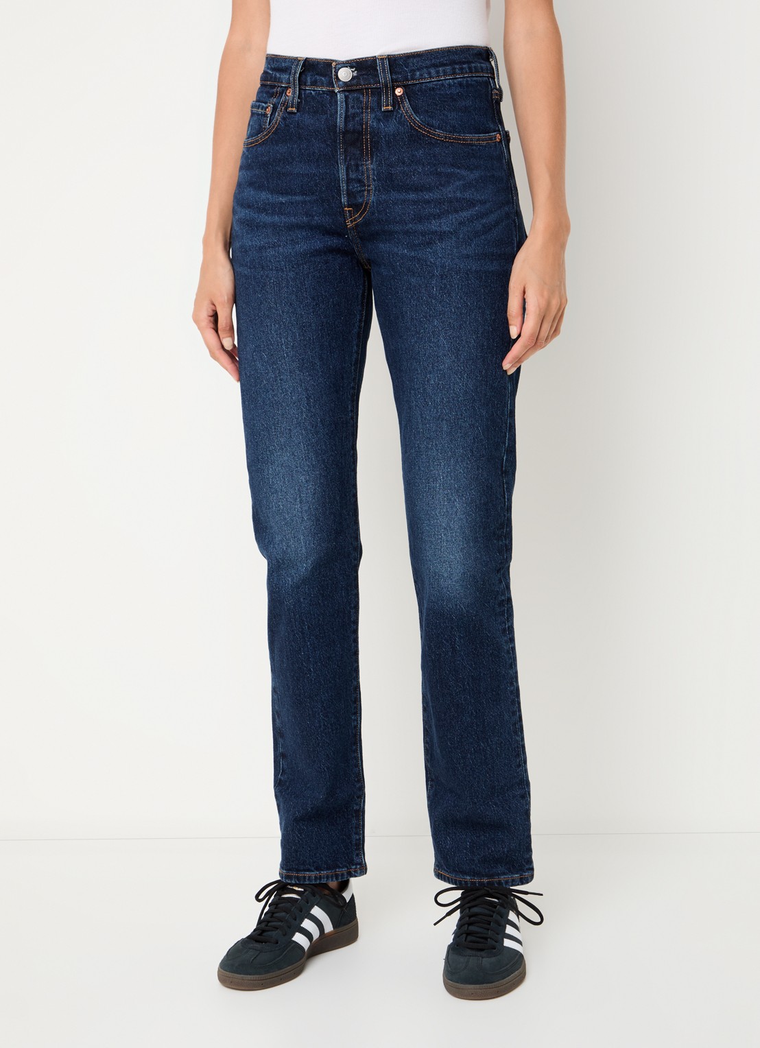 Levi's 501 high waist straight leg jeans met donkere wassing - detail 4 indigo