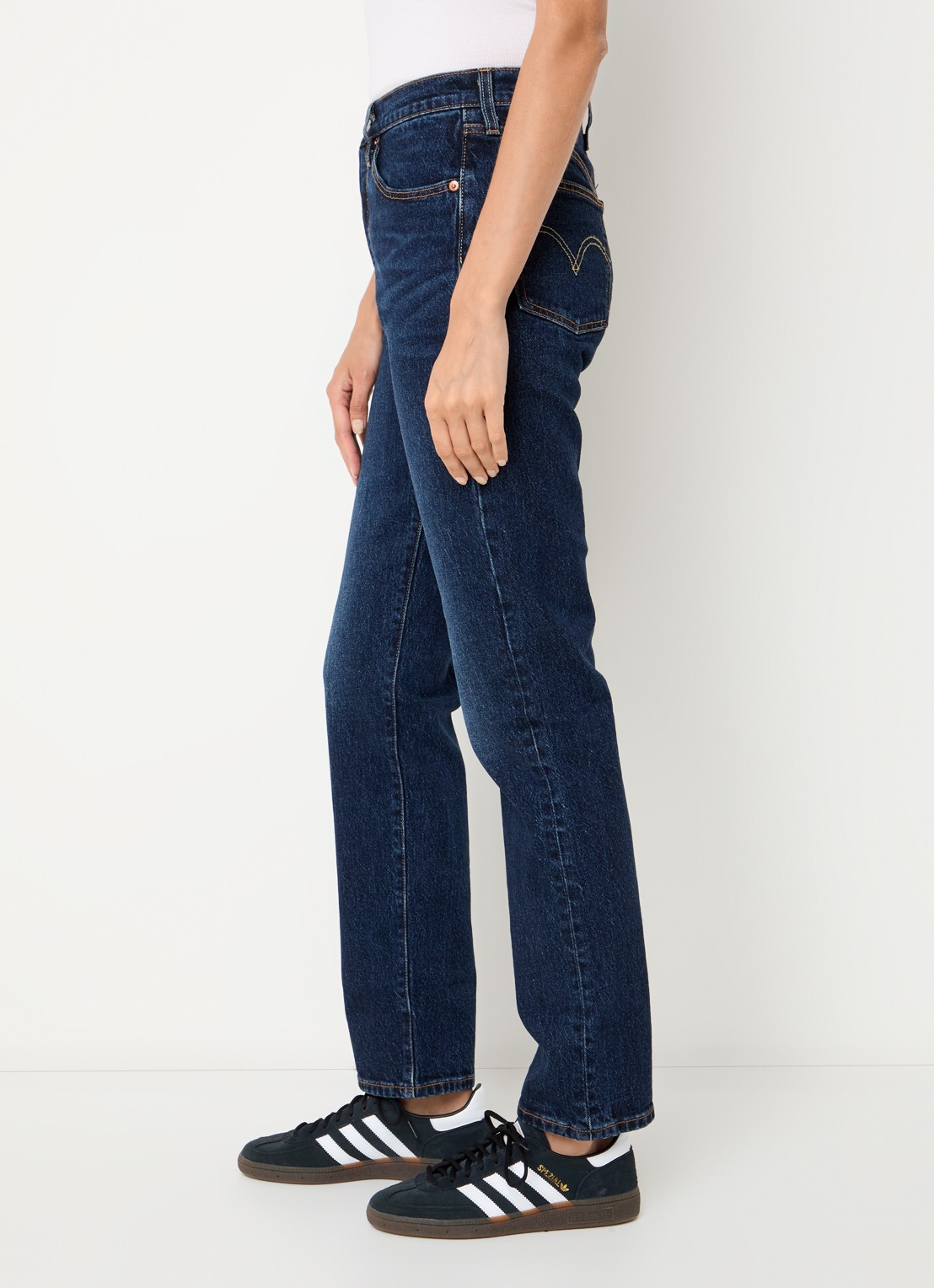 Levi's 501 high waist straight leg jeans met donkere wassing - detail 5 indigo