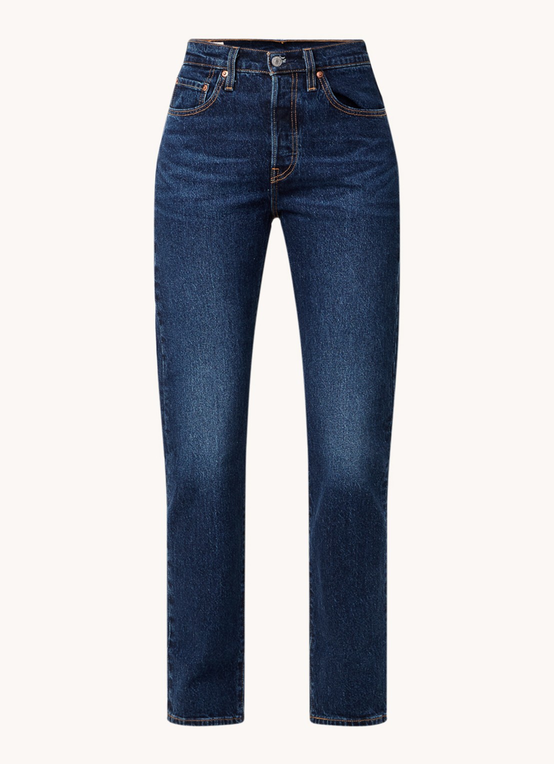 Levi's 501 high waist straight leg jeans met donkere wassing - voorkant indigo