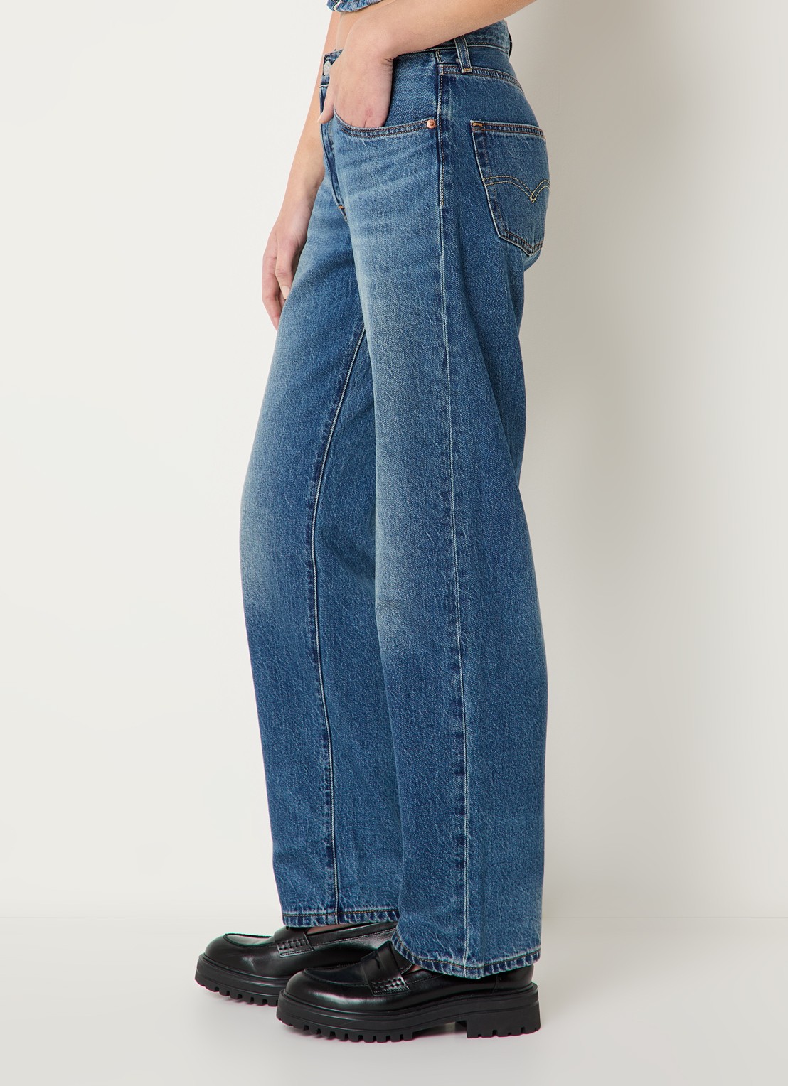 Levi's 501 high waist straight leg jeans met donkere wassing - detail 3 indigo