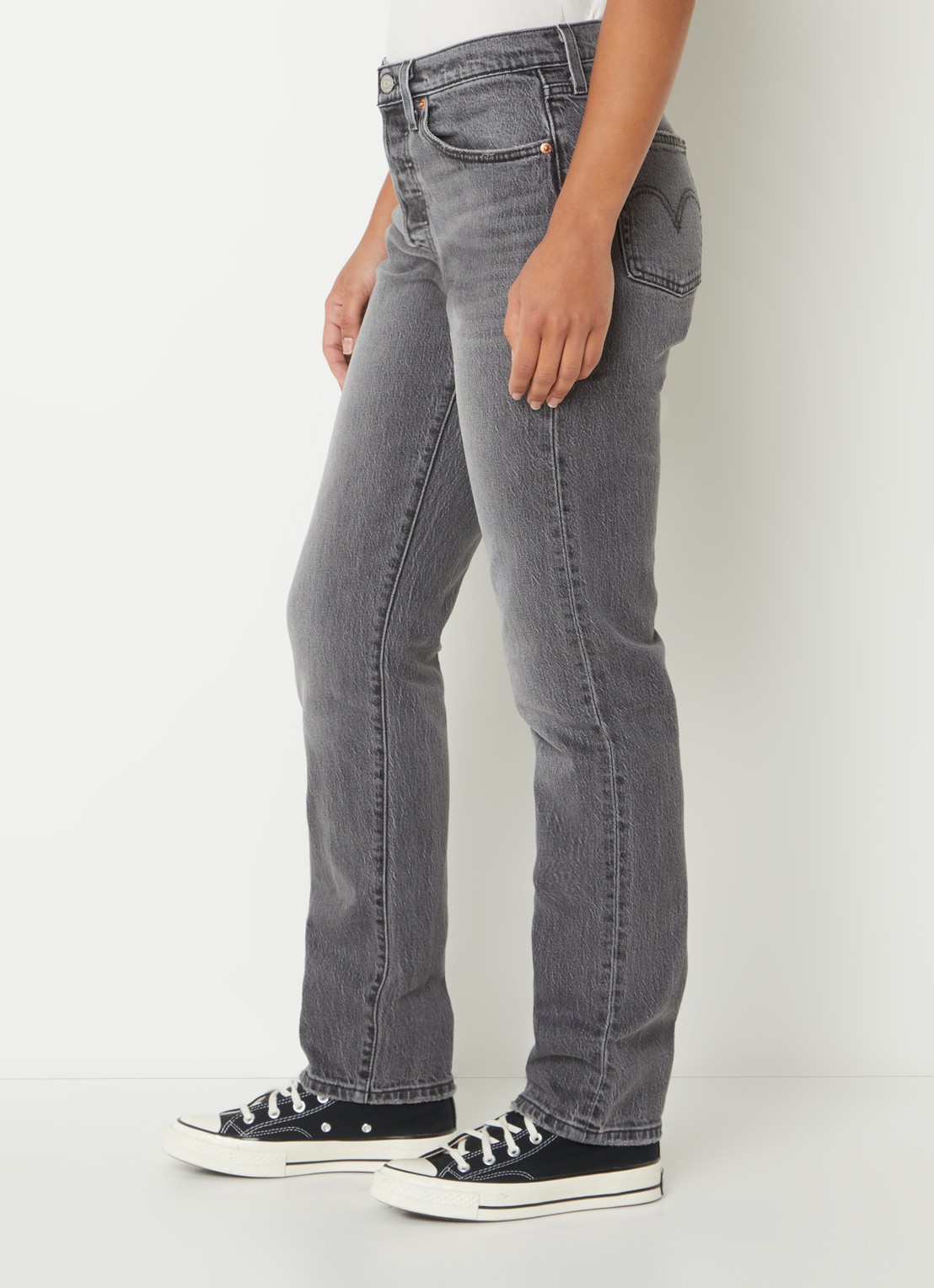 Levi's 501 high waist straight leg jeans met gekleurde wassing - detail 3 grijs