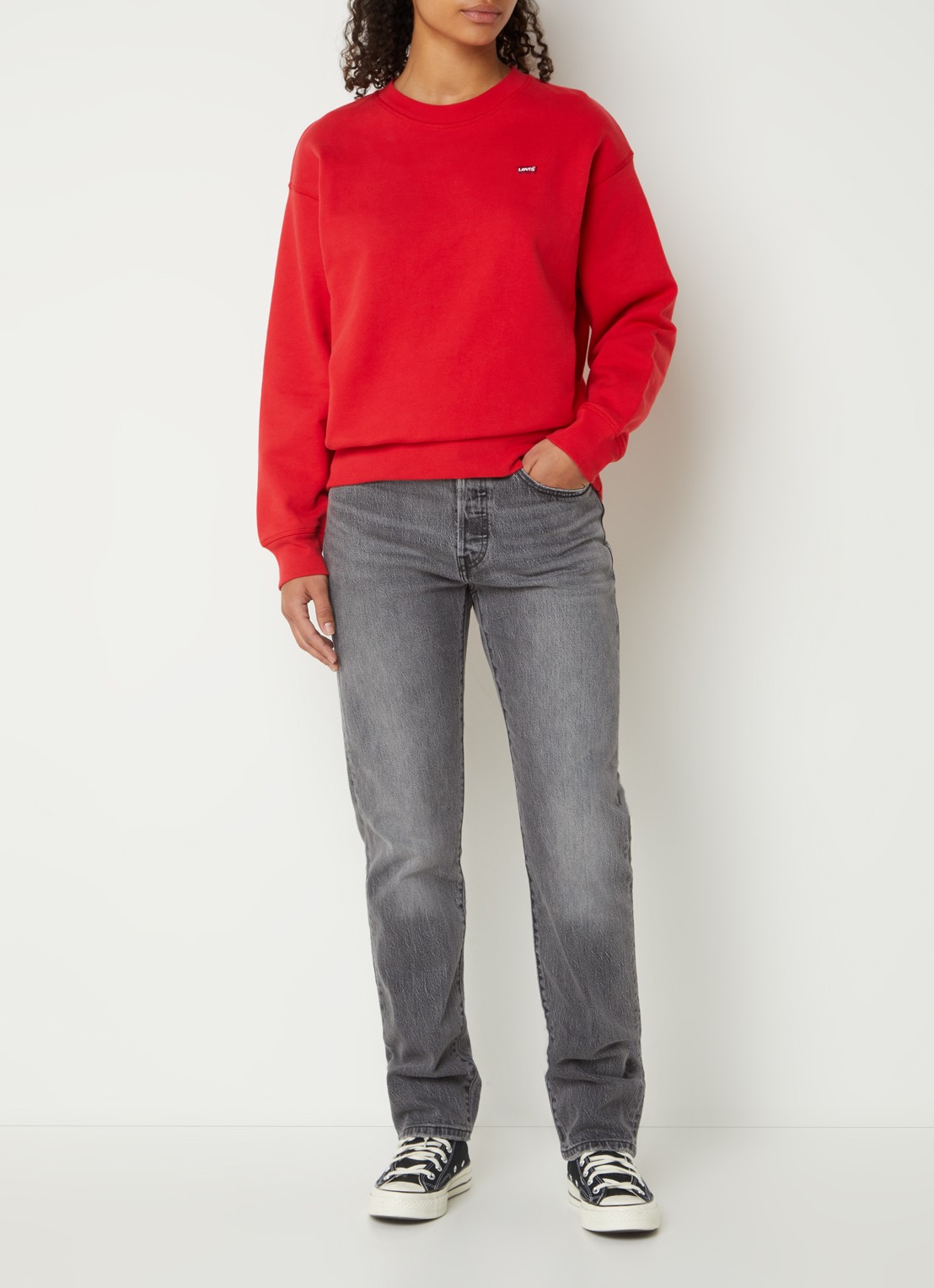 Levi's 501 high waist straight leg jeans met gekleurde wassing - voorkant 5 grijs
