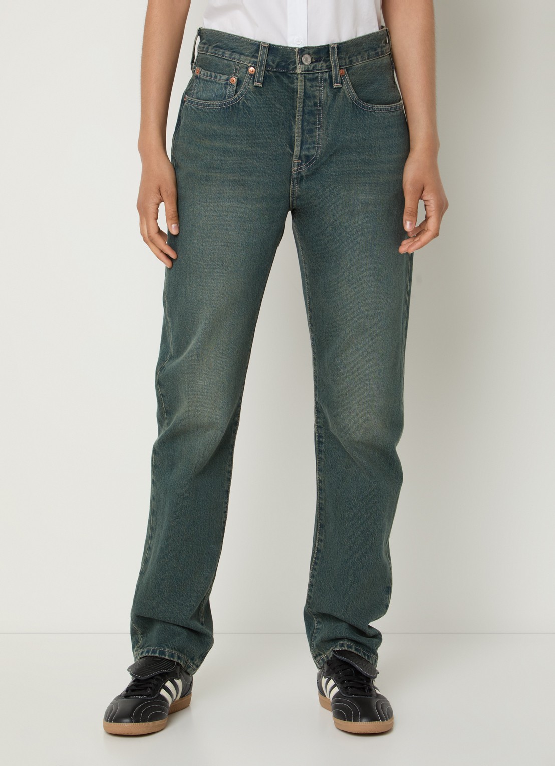 Levi's 501 high waist straight leg jeans met gekleurde wassing - detail 3 indigo