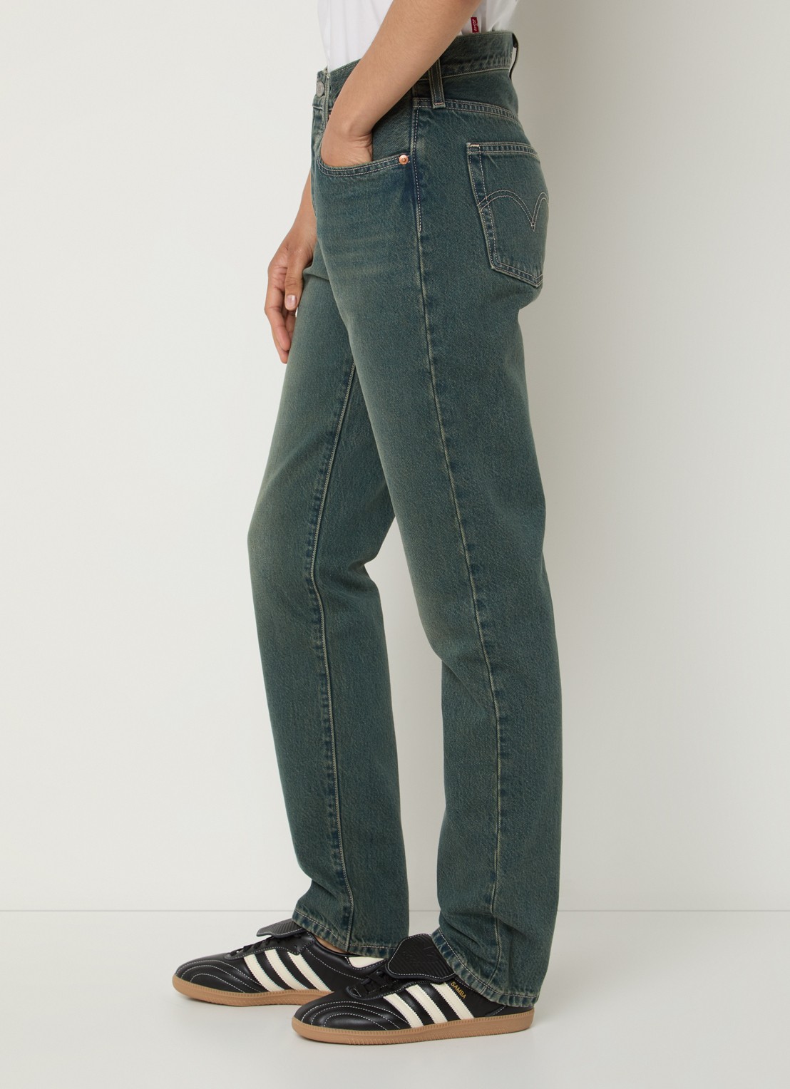 Levi's 501 high waist straight leg jeans met gekleurde wassing - detail 4 indigo