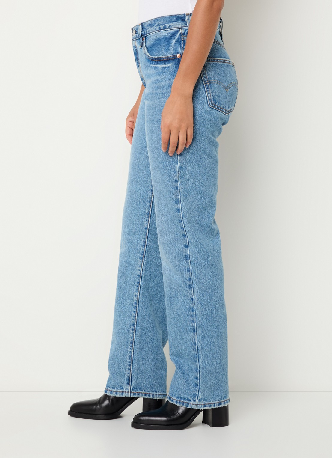 Levi's 501 high waist straight leg jeans met lichte wassing - detail 4 indigo