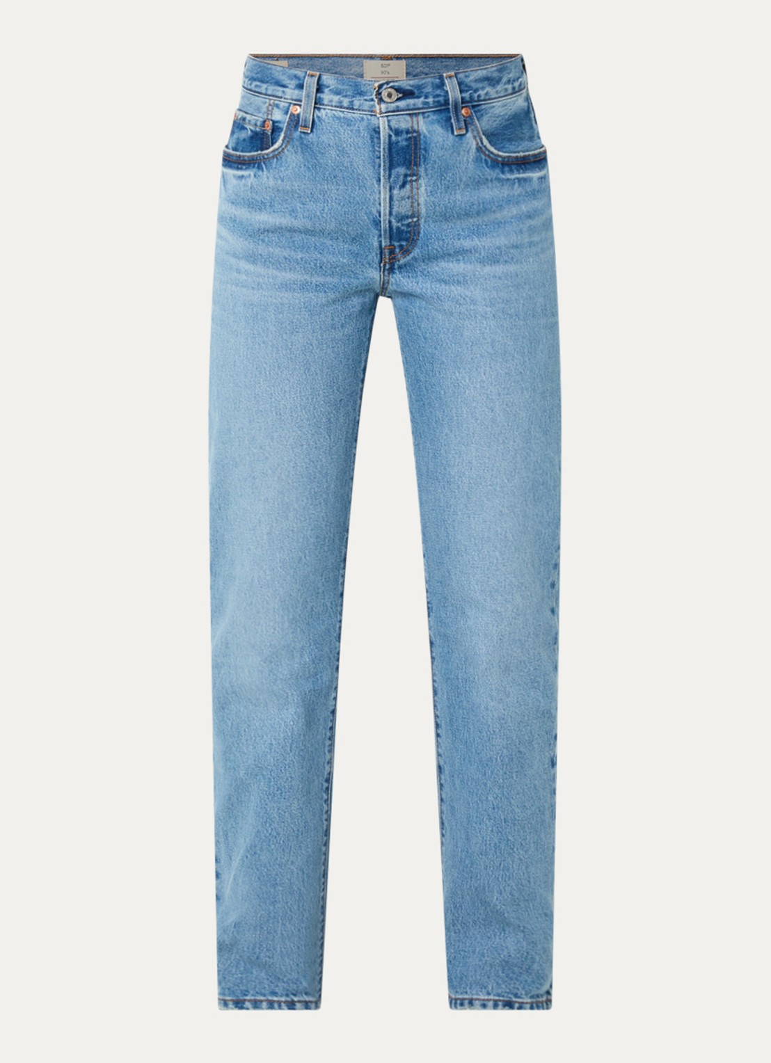 Levi's 501 high waist straight leg jeans met lichte wassing - voorkant indigo