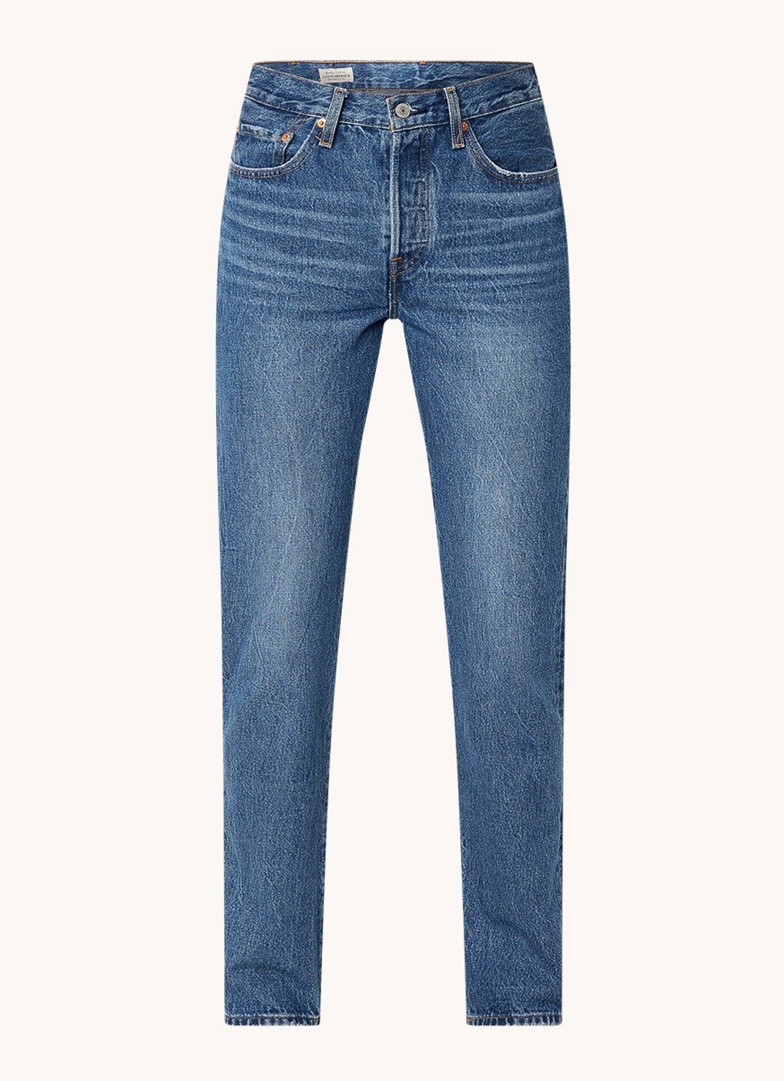 Levi's 501 high waist straight leg jeans met medium wassing - voorkant indigo