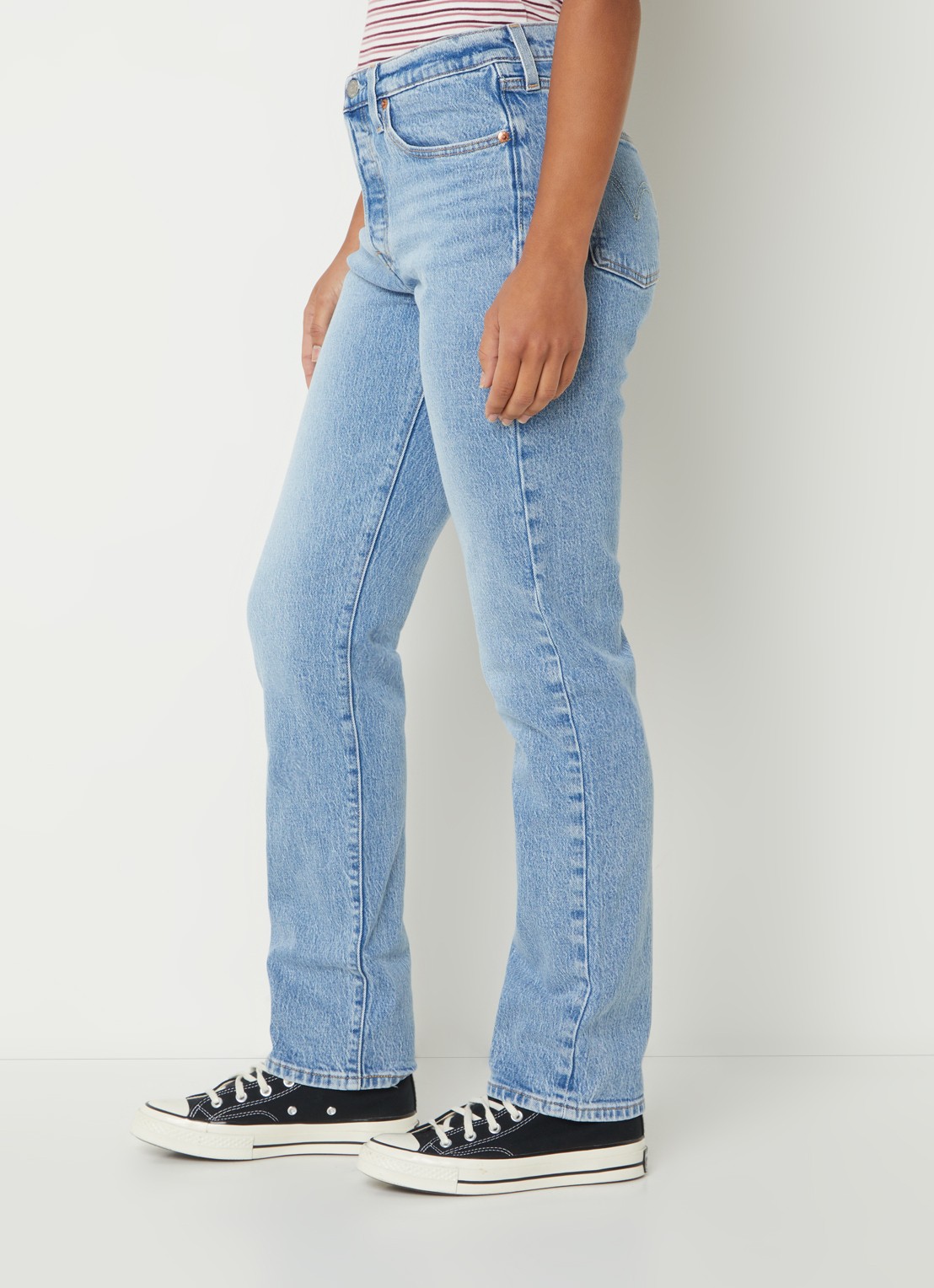 Levi's 501 high waist straight leg jeans met medium wassing - detail 2 indigo