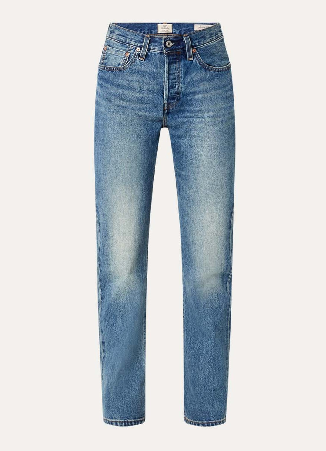 Levi's 501 high waist straight leg jeans met medium wassing - voorkant 3 indigo