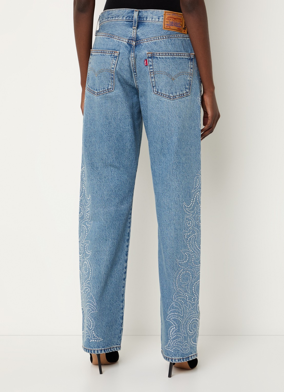 Levi's 501 high waist tapered jeans met strass - achterkant 3 indigo