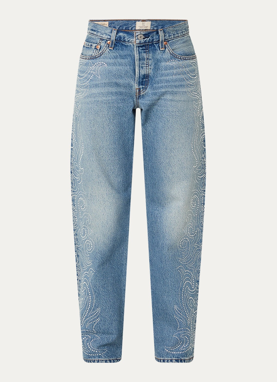 Levi's 501 high waist tapered jeans met strass - voorkant 4 indigo