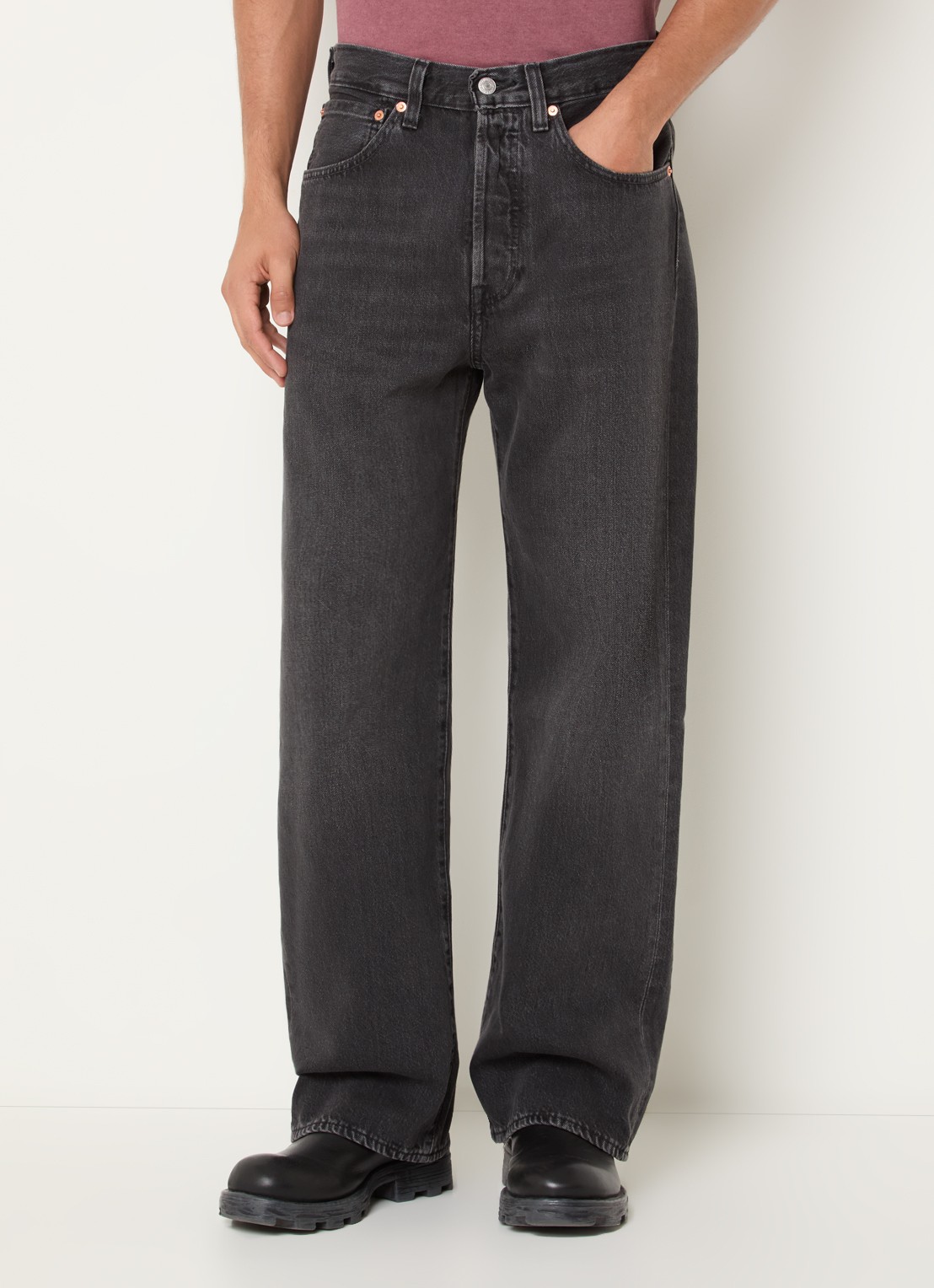 Levi's 501 loose fit jeans met gekleurde wassing - detail 4 zwart