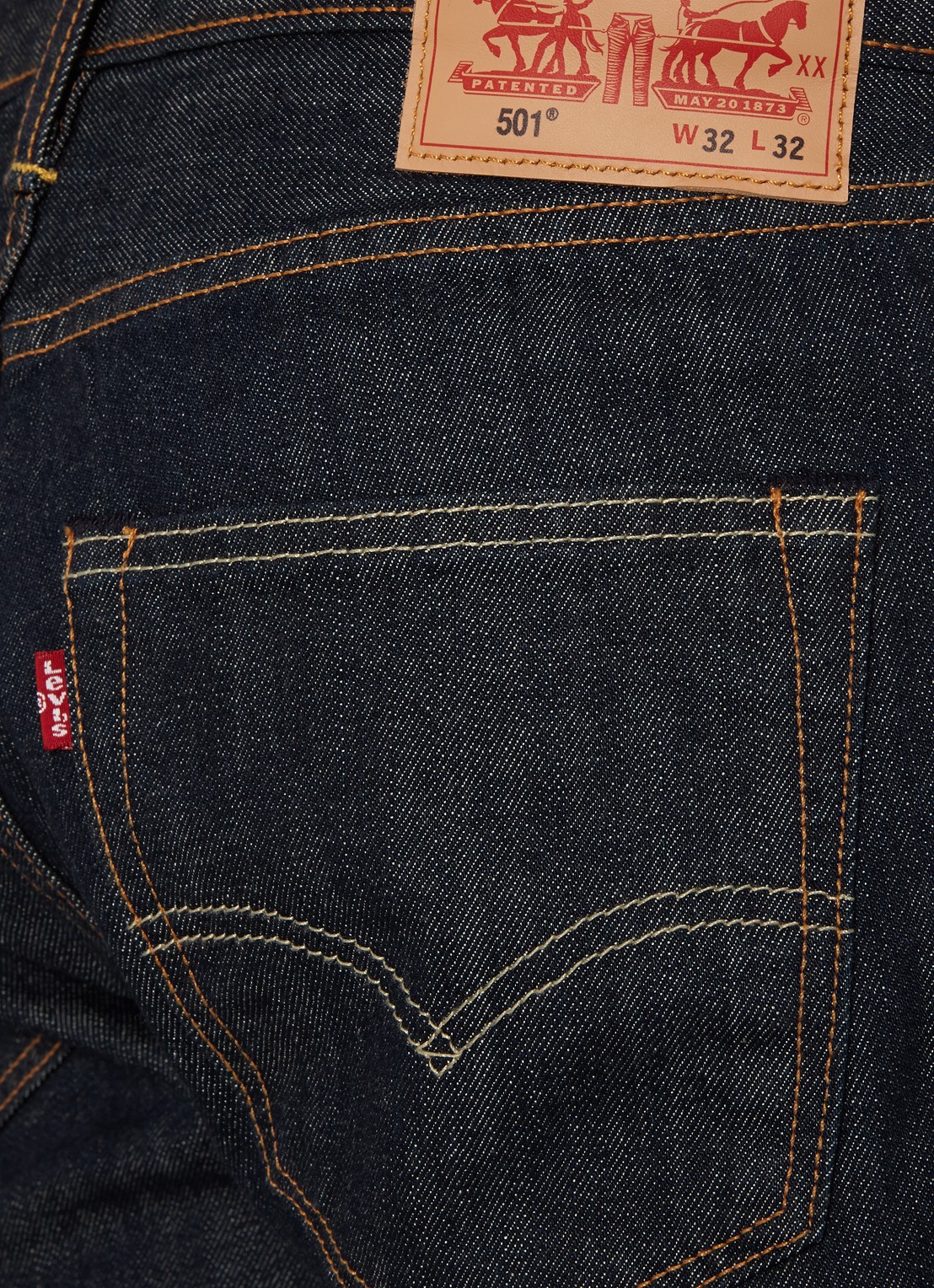 Levi's 501 mid waist straight leg jeans met donkere wassing - detail 5 indigo