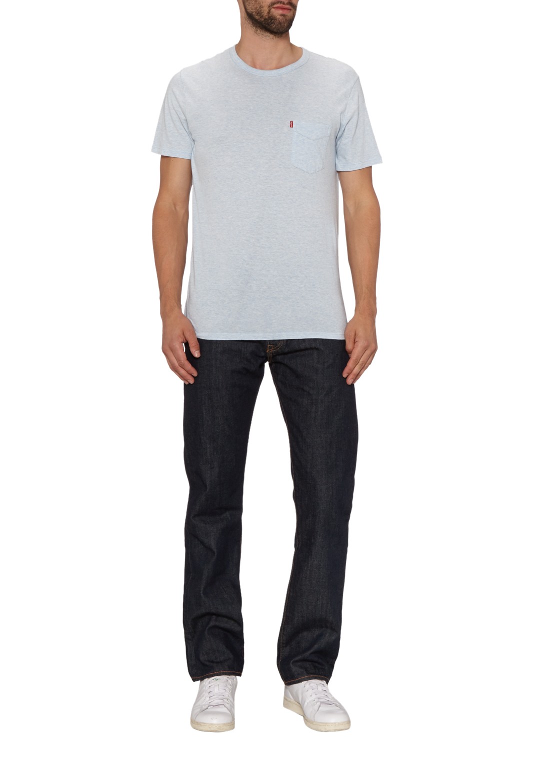 Levi's 501 mid waist straight leg jeans met donkere wassing - voorkant 3 indigo
