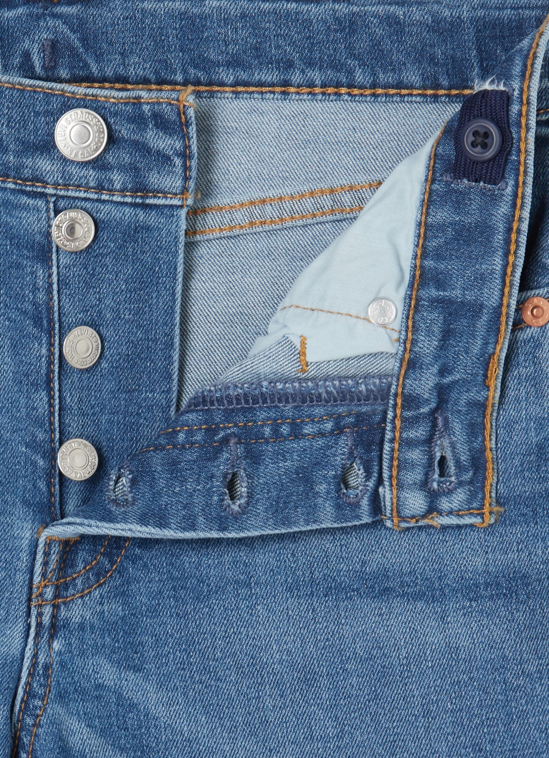 Levi's 501 slim fit jeans met stretch - detail indigo