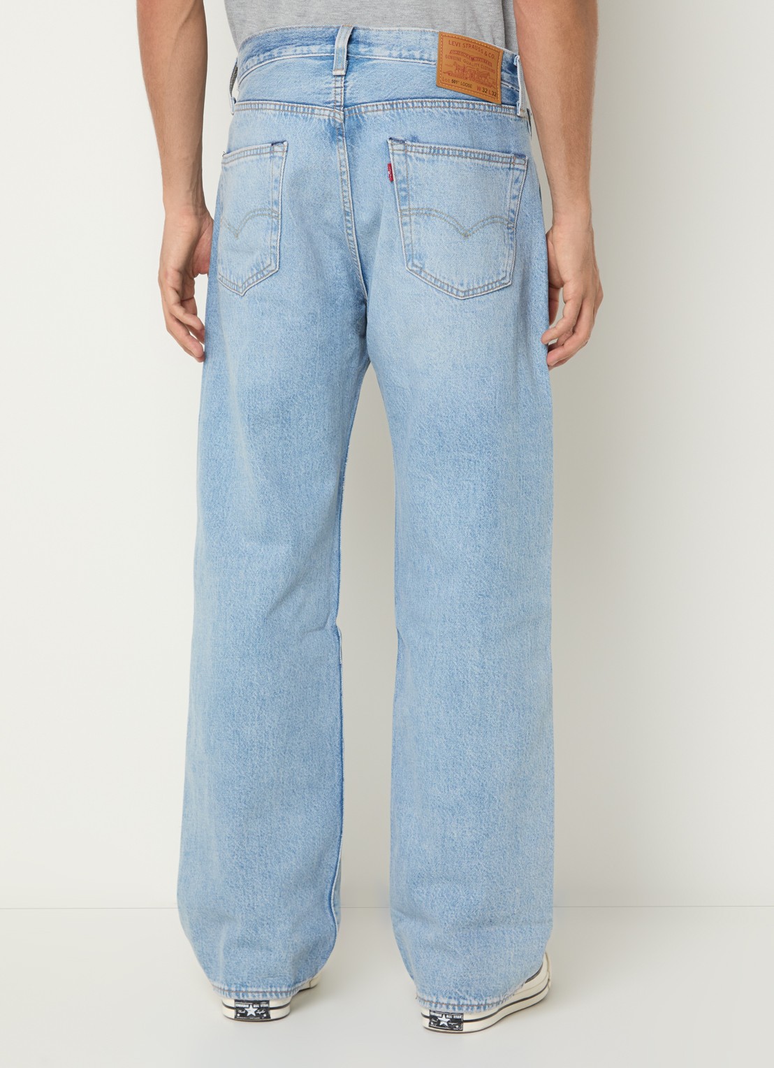 Levi's 501 Straight fit jeans met lichte wassing en steekzakken - achterkant 5 indigo