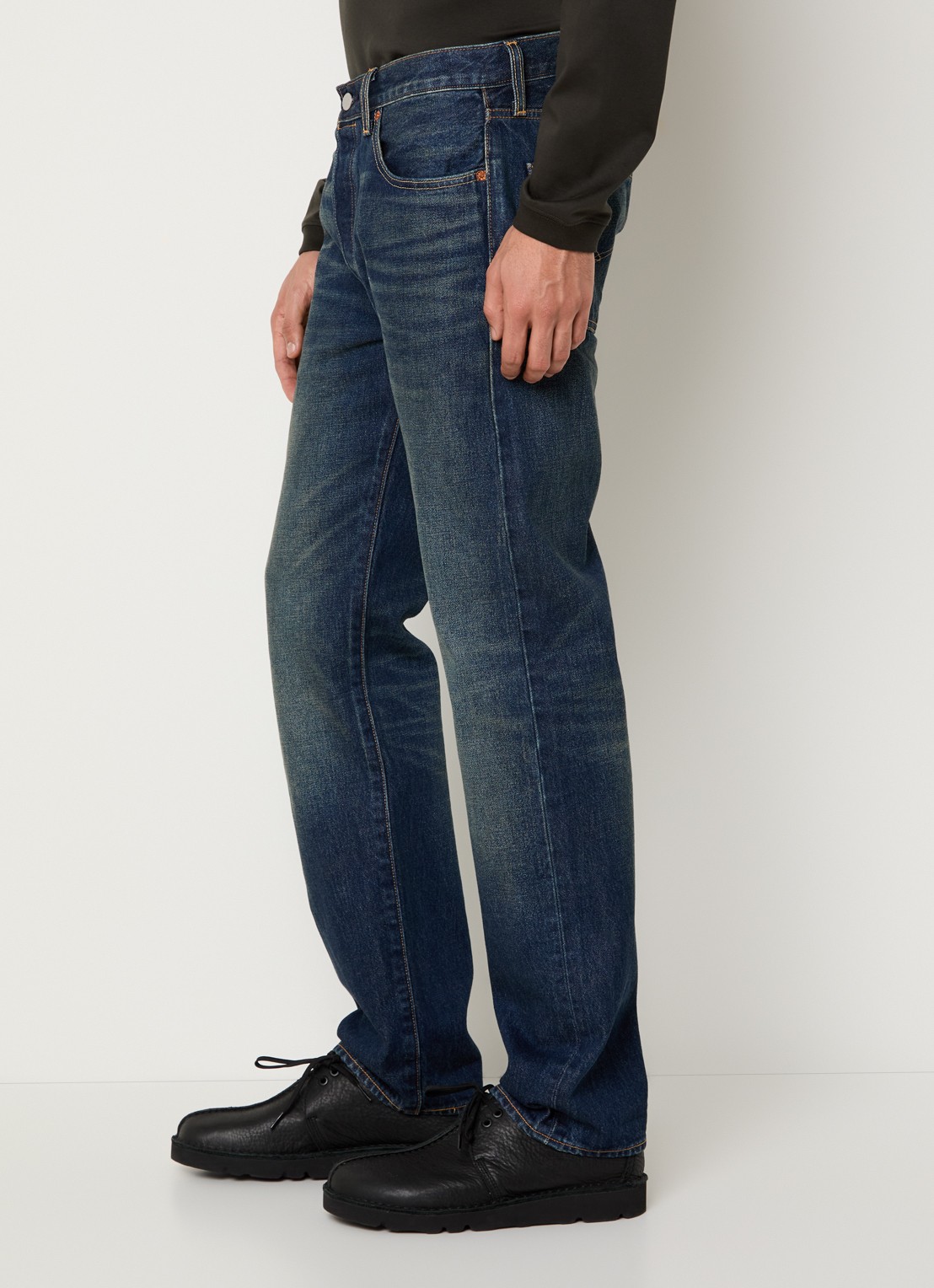 Levi's 501 straight leg jeans met donkere wassing - detail 5 indigo