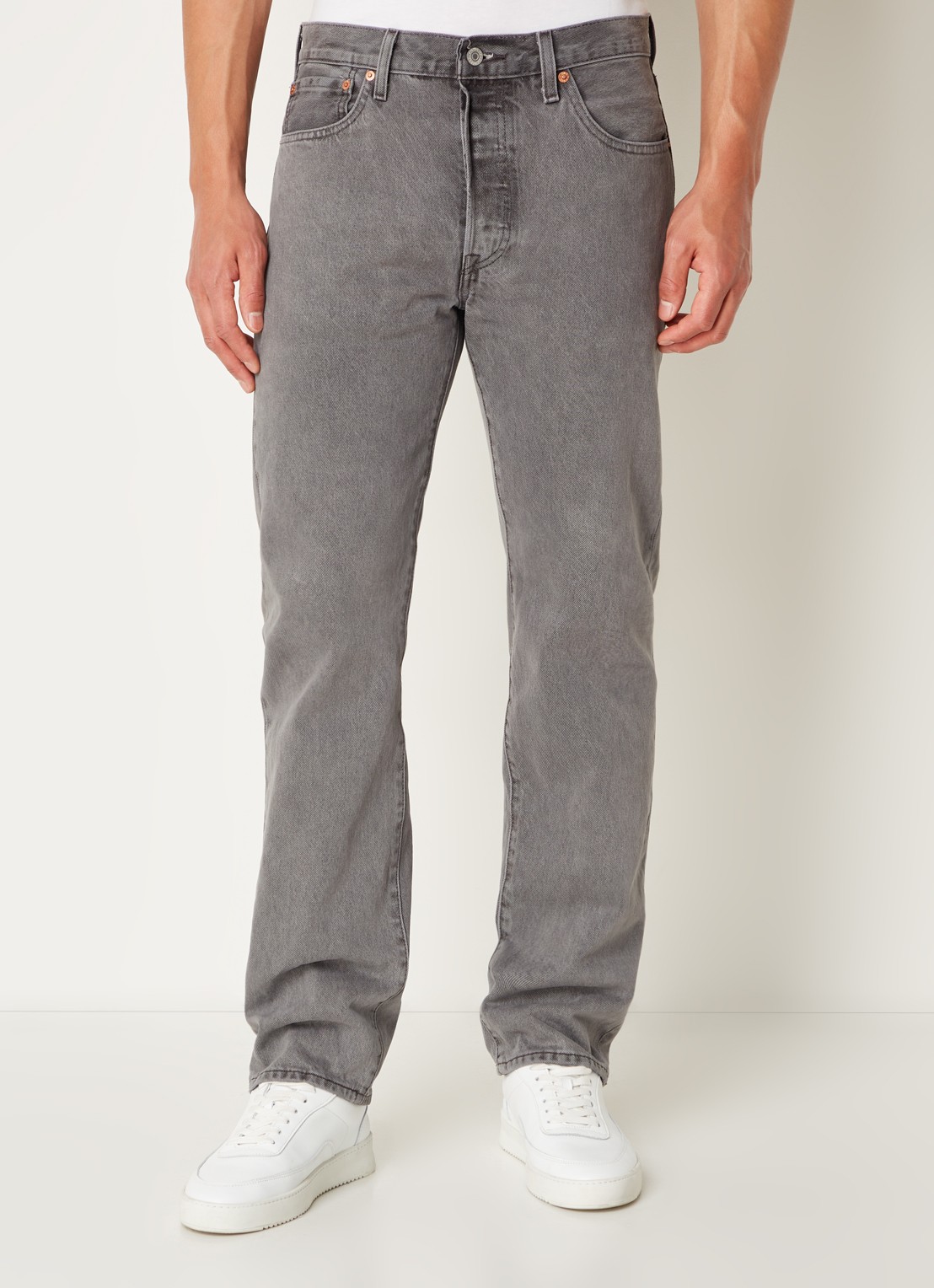Levi's 501 straight leg jeans met gekleurde wassing - detail antraciet
