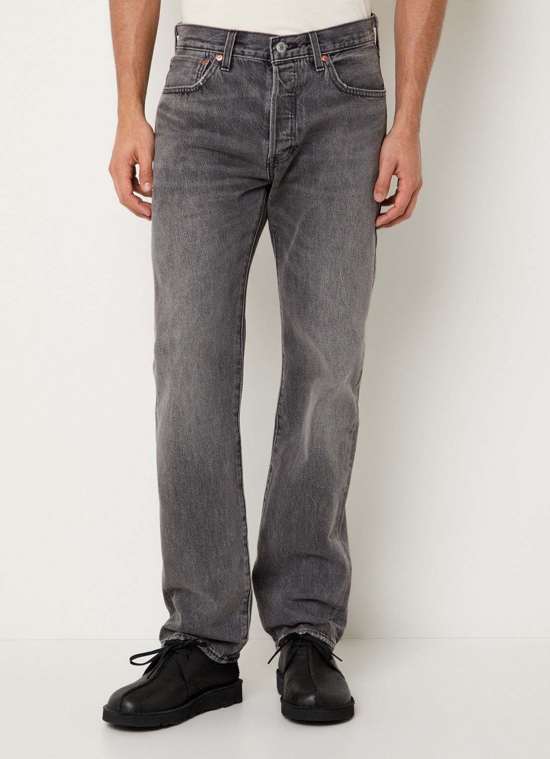Levi's 501 straight leg jeans met gekleurde wassing - detail donkergrijs