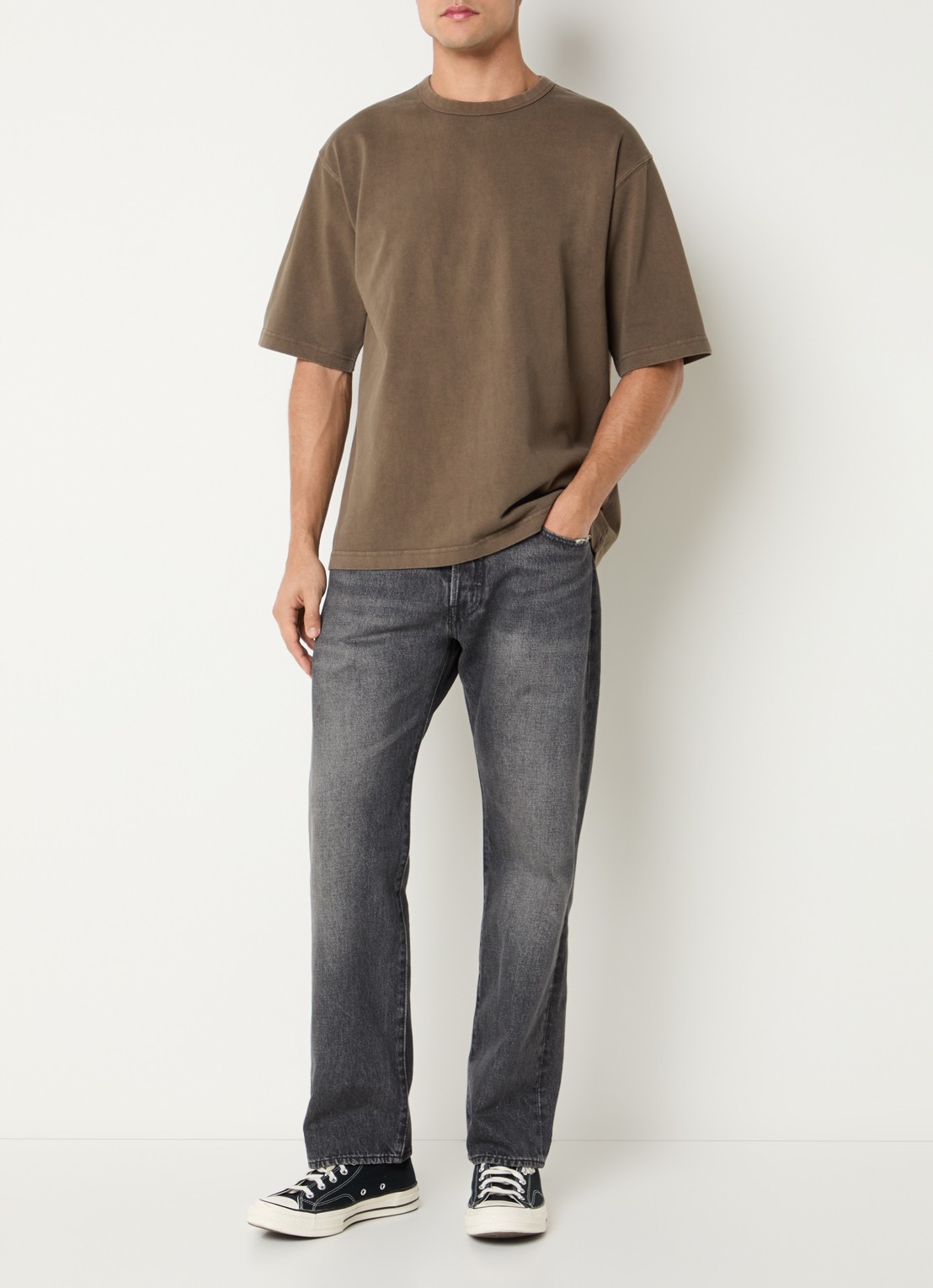 Levi's 501 straight leg jeans met gekleurde wassing - voorkant 5 middengrijs