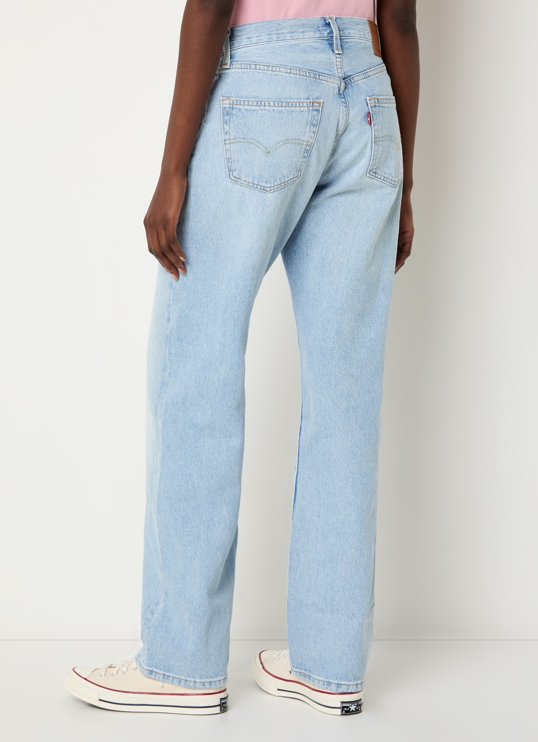 Levi's 501 straight leg jeans met lichte wassing - achterkant 3 indigo