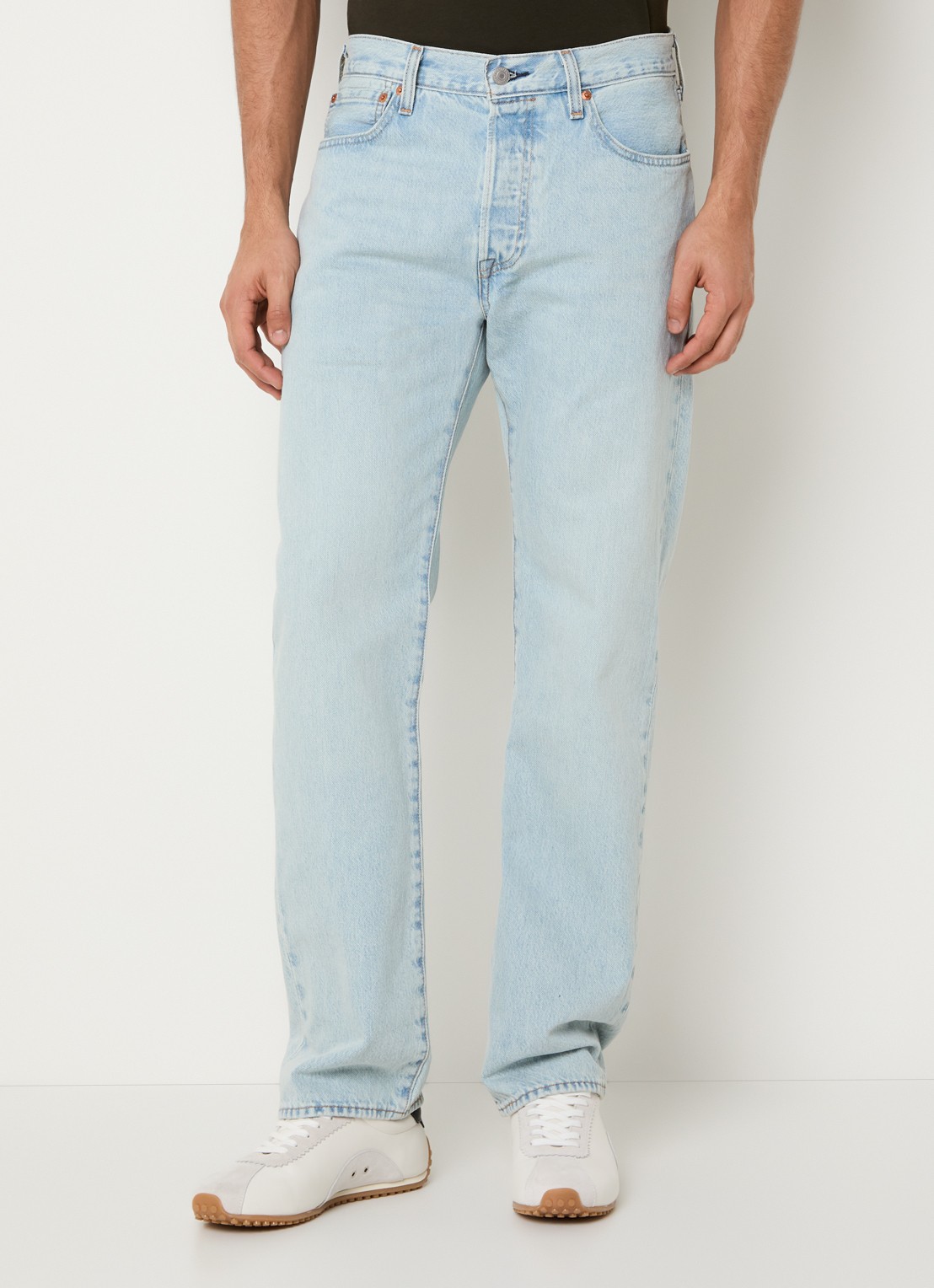 Levi's 501 straight leg jeans met lichte wassing - detail 2 indigo