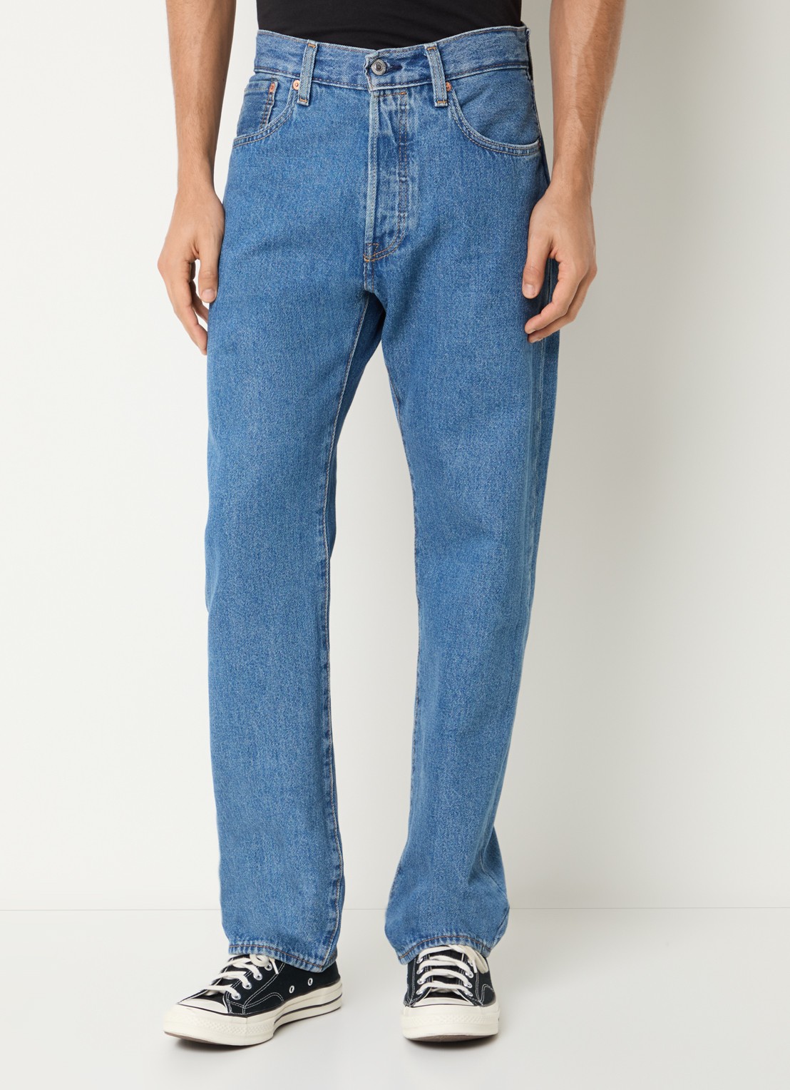 Levi's 501 straight leg jeans met medium wassing - detail 4 indigo