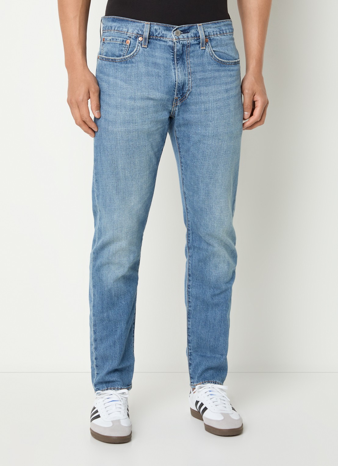 Levi's 502 tapered fit jeans in linnenblend met medium wassing - detail 3 indigo
