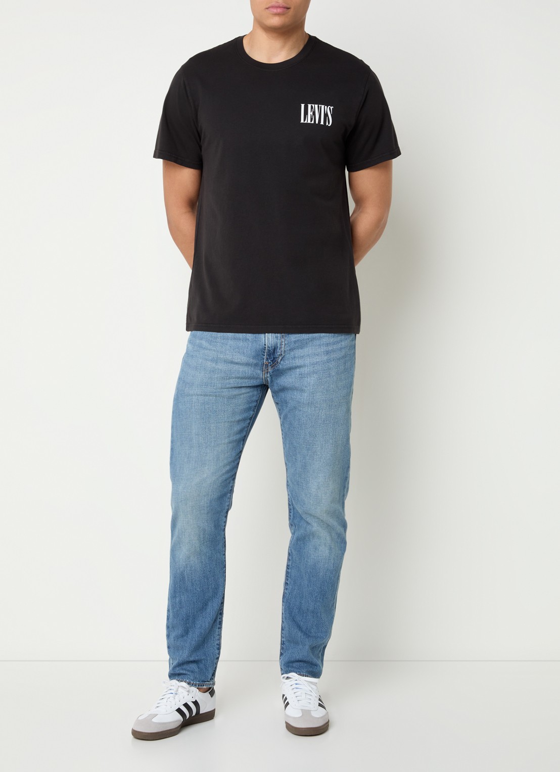 Levi's 502 tapered fit jeans in linnenblend met medium wassing - voorkant 2 indigo