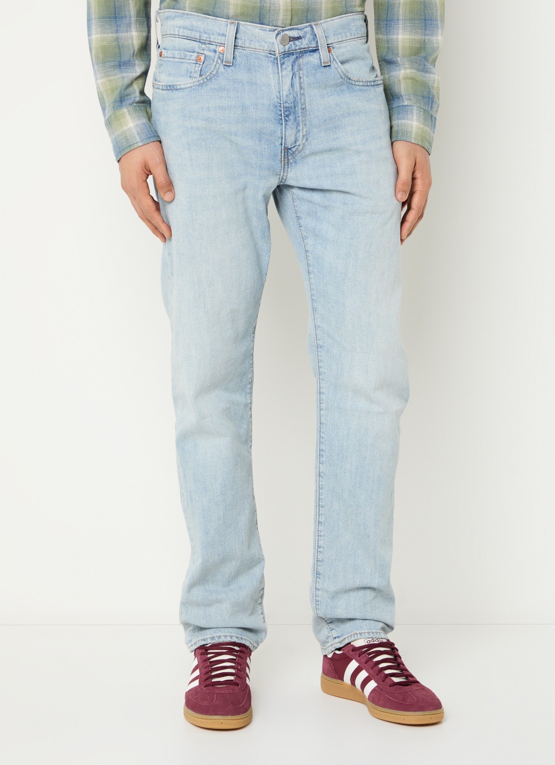 Levi's 502 tapered jeans in linnenblend met lichte wassing - detail 4 indigo