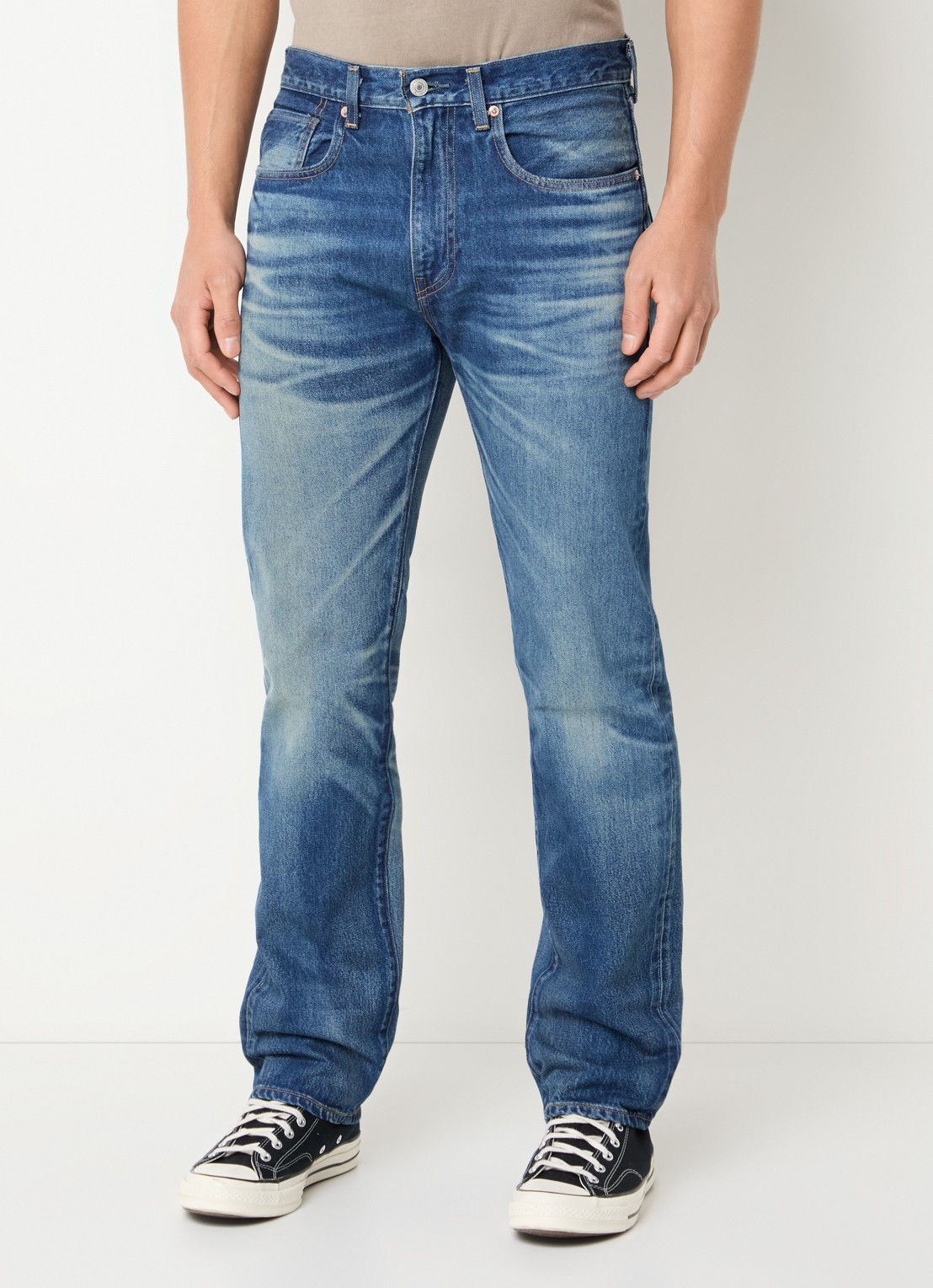 Levi's 505 slim fit jeans met medium wassing - detail 3 indigo