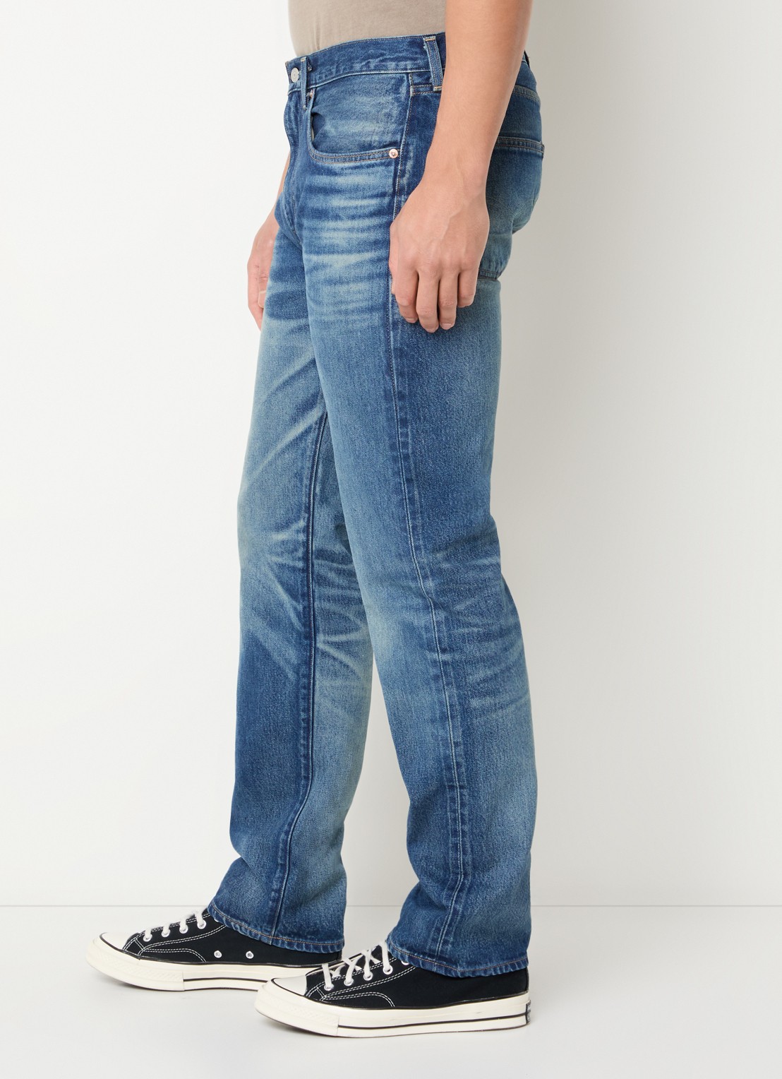 Levi's 505 slim fit jeans met medium wassing - detail 4 indigo