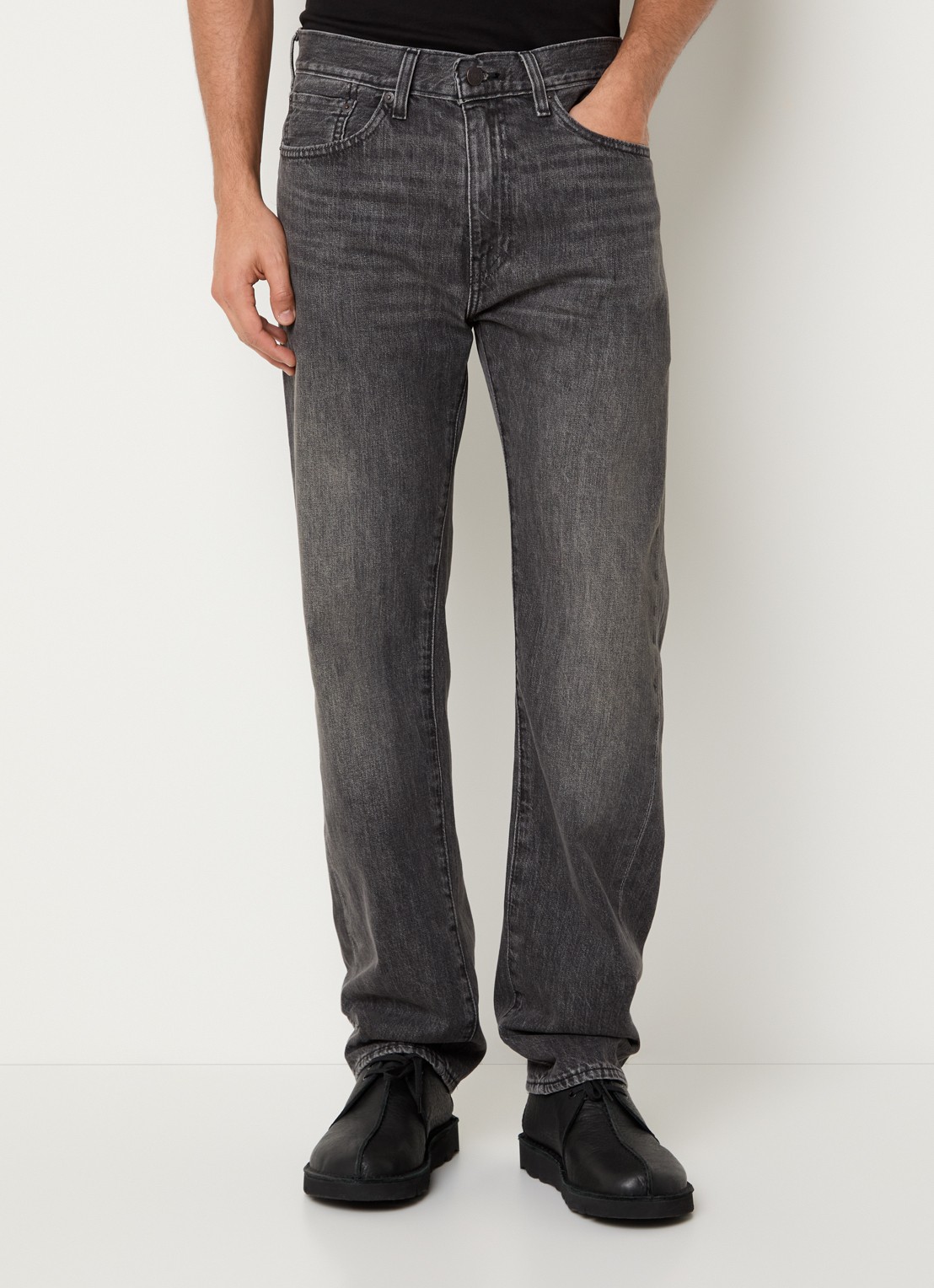 Levi's 505 straight leg jeans met gekleurde wassing - detail donkergrijs