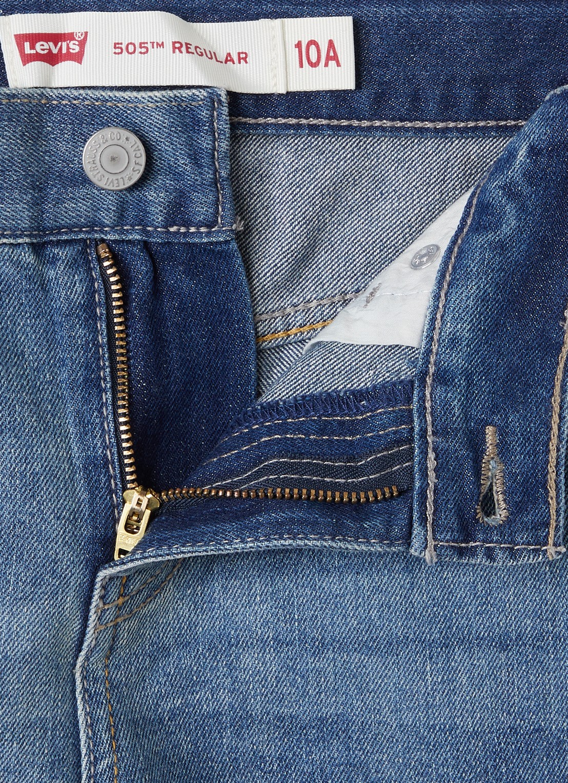 Levi's 505 straight leg jeans met medium wassing - detail 3 blauw