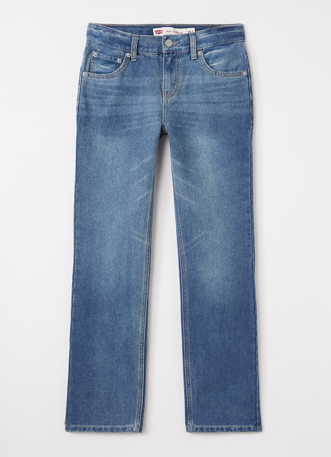 Levi's 505 straight leg jeans met medium wassing - voorkant blauw