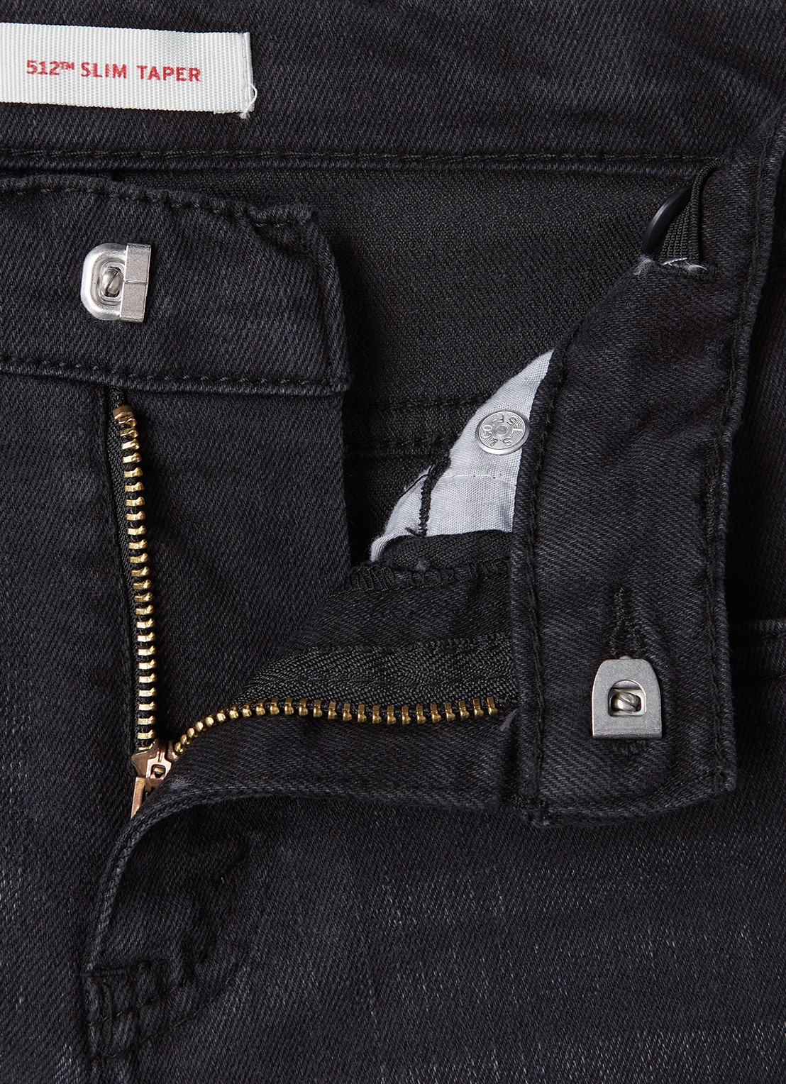 Levi's 512 slim fit jeans met gekleurde wassing en stretch - detail donkergrijs