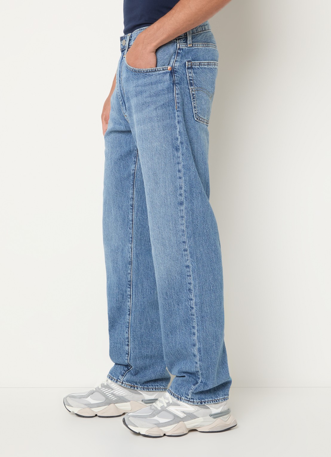 Levi's 555 straight fit jeans met medium wassing - detail 5 indigo