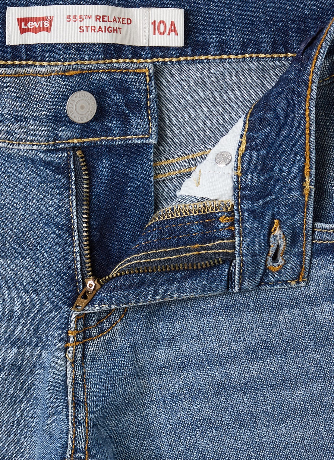 Levi's  555 straight leg relaxed jeans met medium wassing - detail 3 indigo