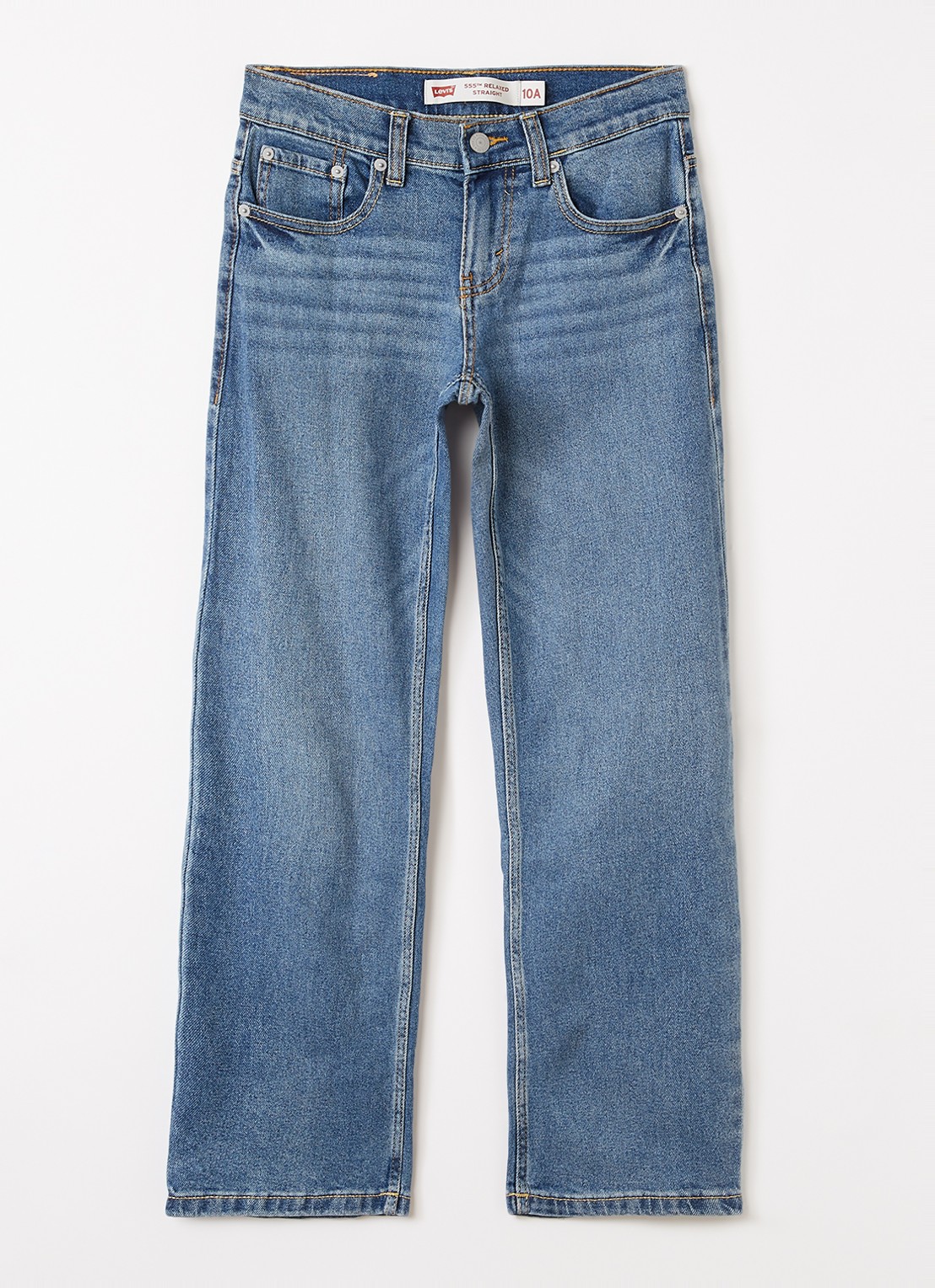 Levi's  555 straight leg relaxed jeans met medium wassing - voorkant indigo