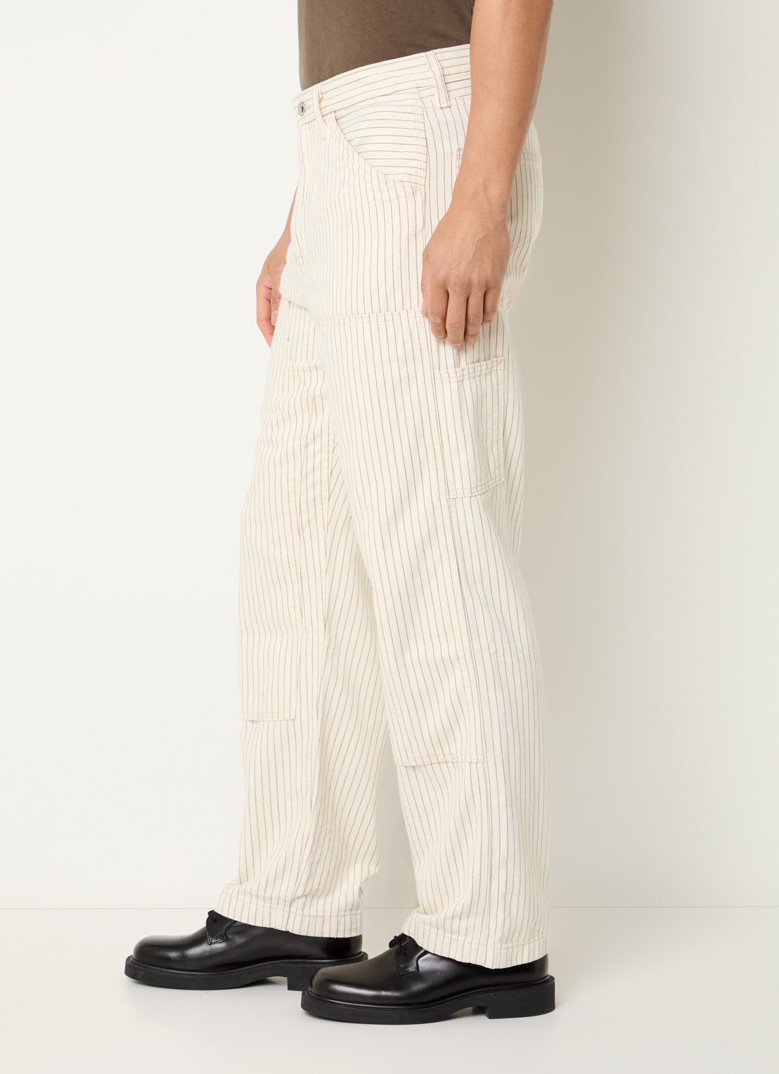 Levi's 568 Loose fit cargobroek van denim met gekleurde wassing en streepprint - detail 5 gebroken wit