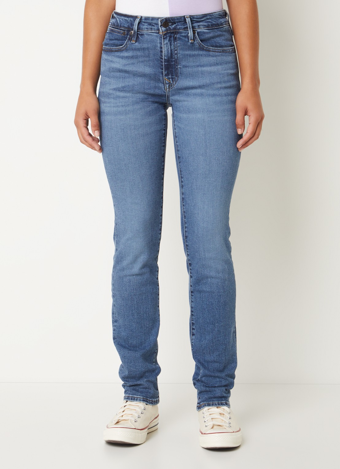 Levi's 712 mid waist slim fit jeans met donkere wassing - detail 3 indigo