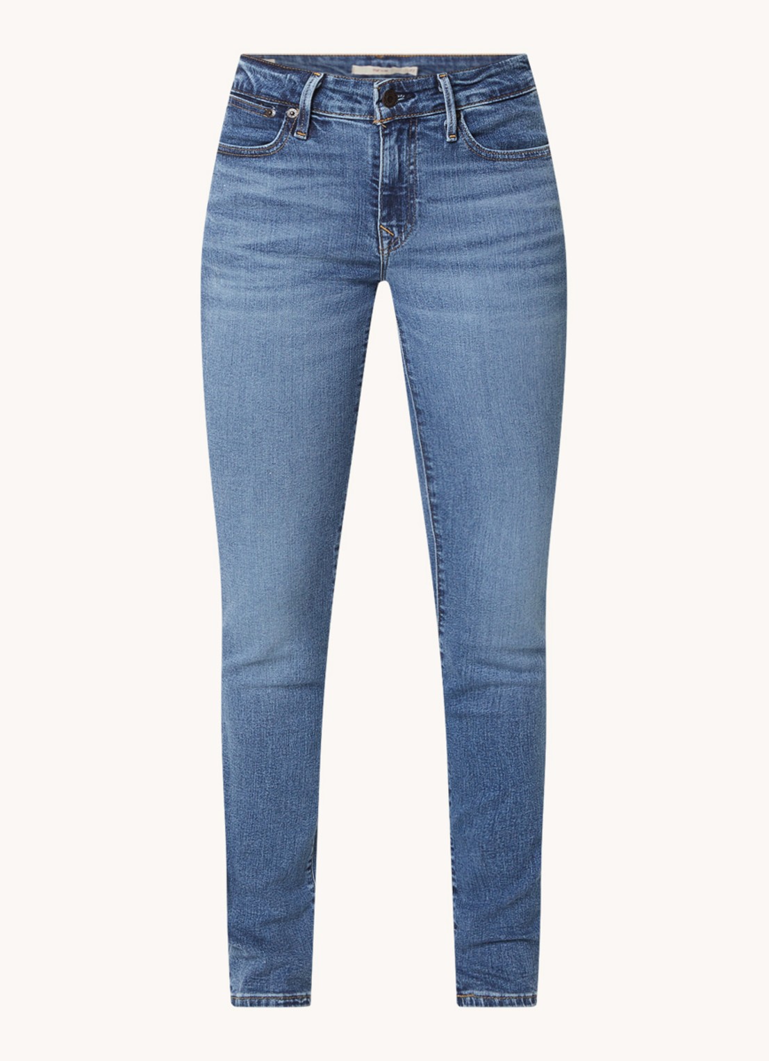 Levi's 712 mid waist slim fit jeans met donkere wassing - voorkant indigo