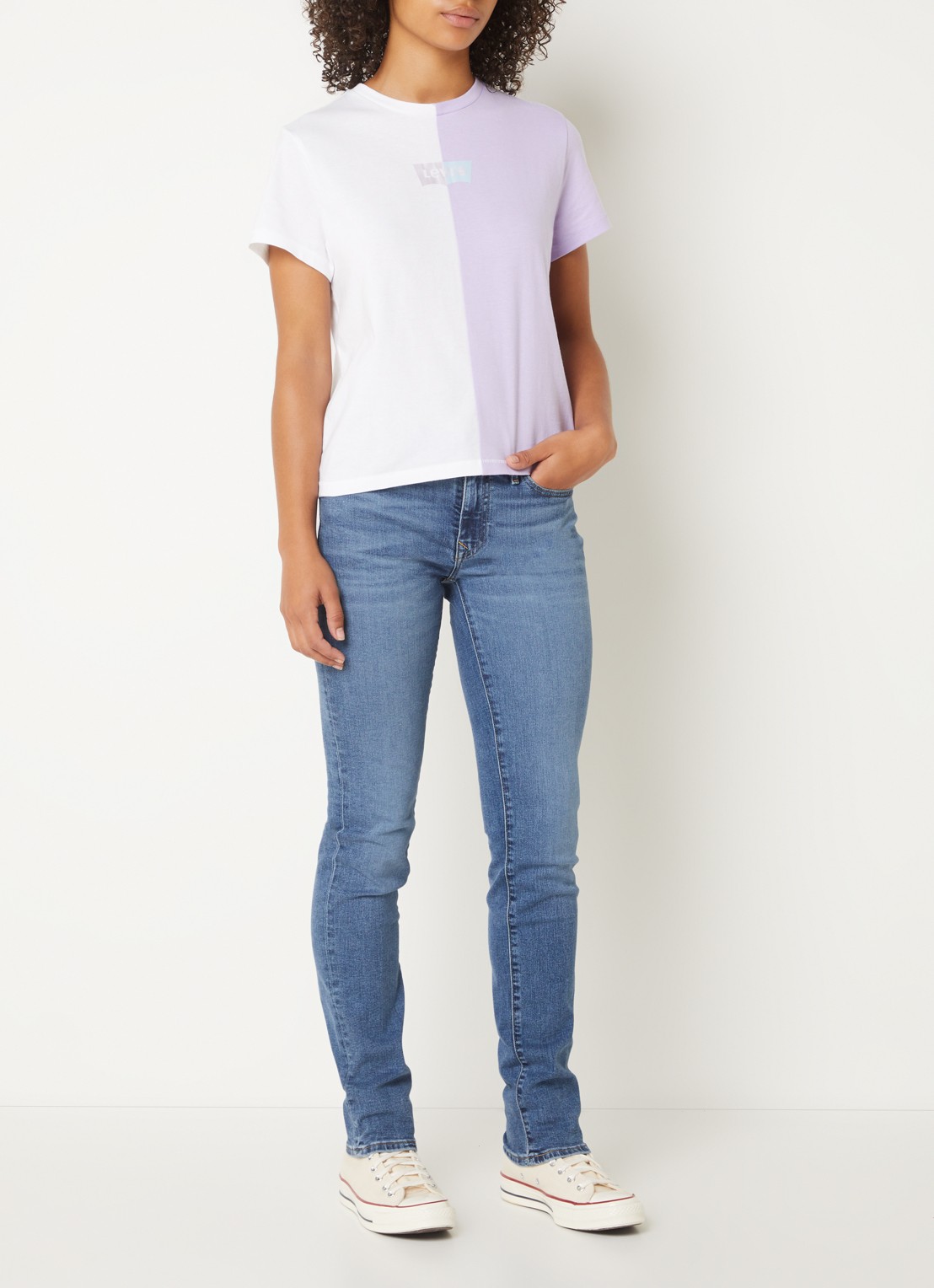 Levi's 712 mid waist slim fit jeans met donkere wassing - voorkant 2 indigo