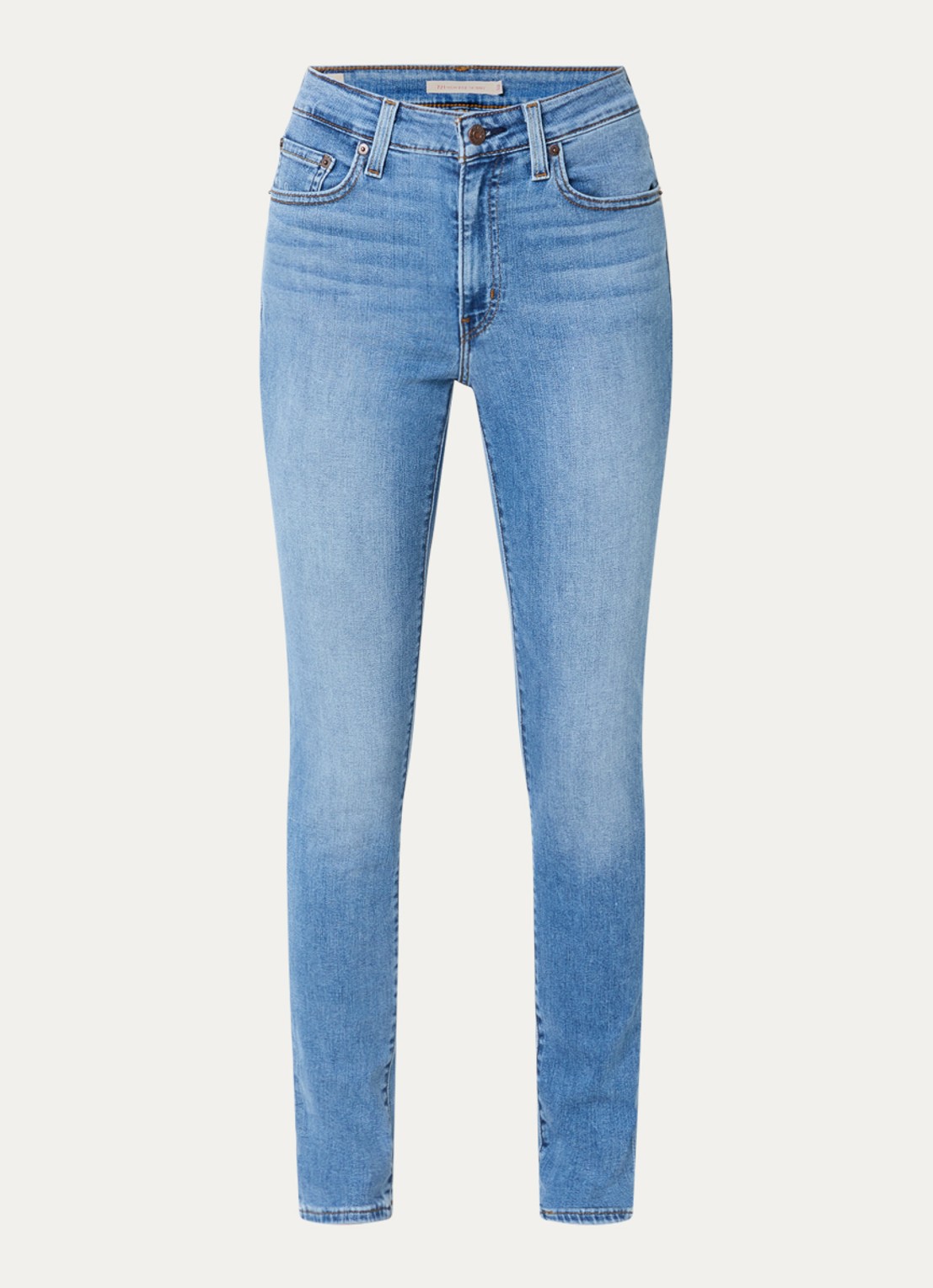 Levi's 721 high waist skinny jeans met lichte wassing - voorkant indigo