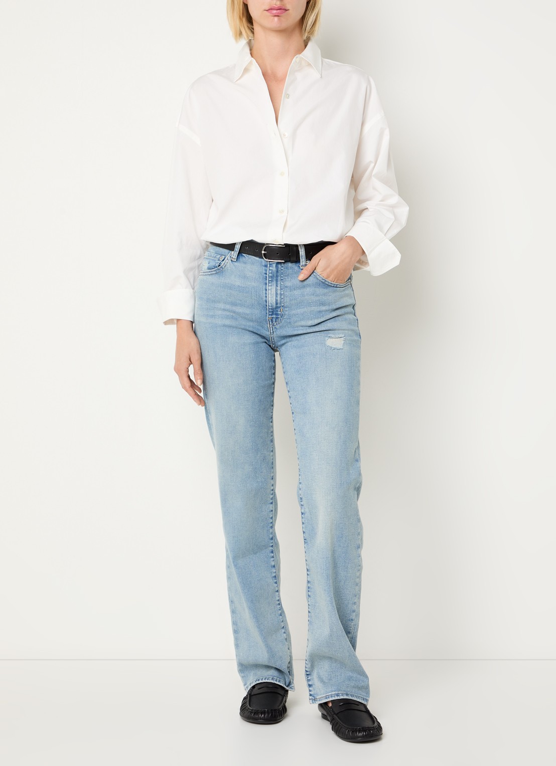 Levi's 723 high waist slim fit jeans met lichte wassing - voorkant 5 indigo