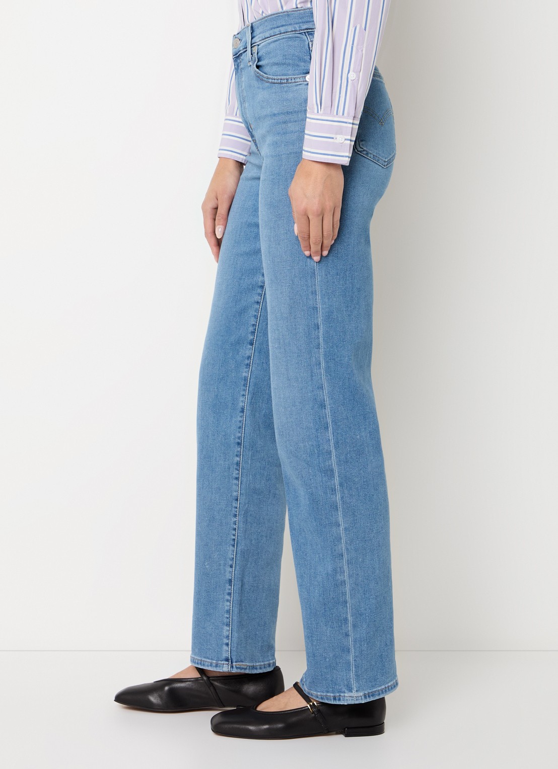Levi's 723 high waist straight fit jeans met lichte wassing - detail 3 indigo
