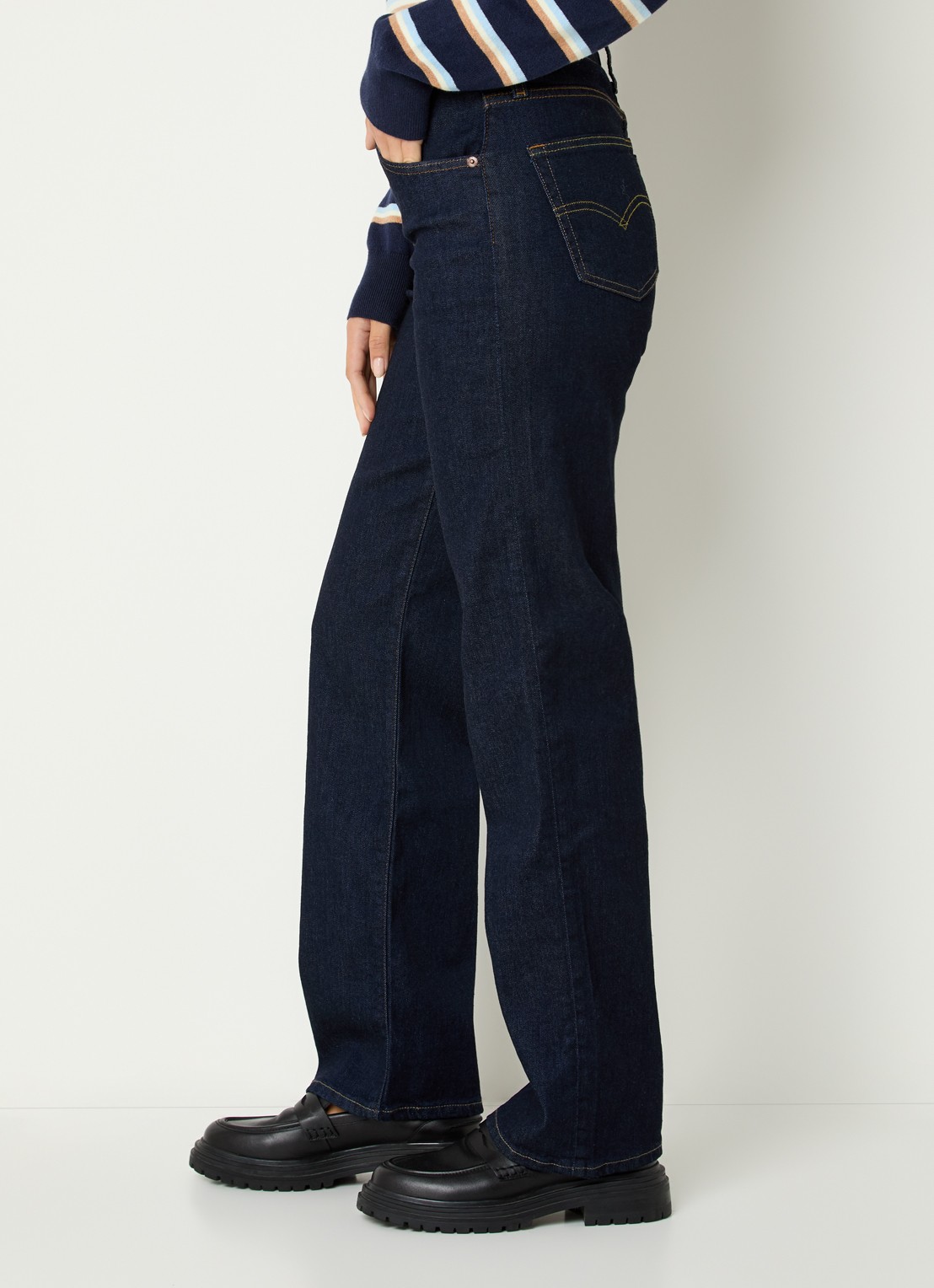 Levi's 723 high waist straight leg jeans met donkere wassing - detail 2 indigo