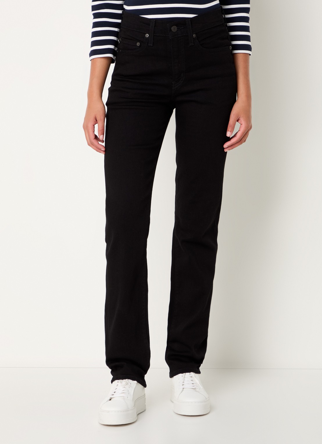 Levi's 724 high waist slim fit jeans met gekleurde wassing - detail 3 zwart