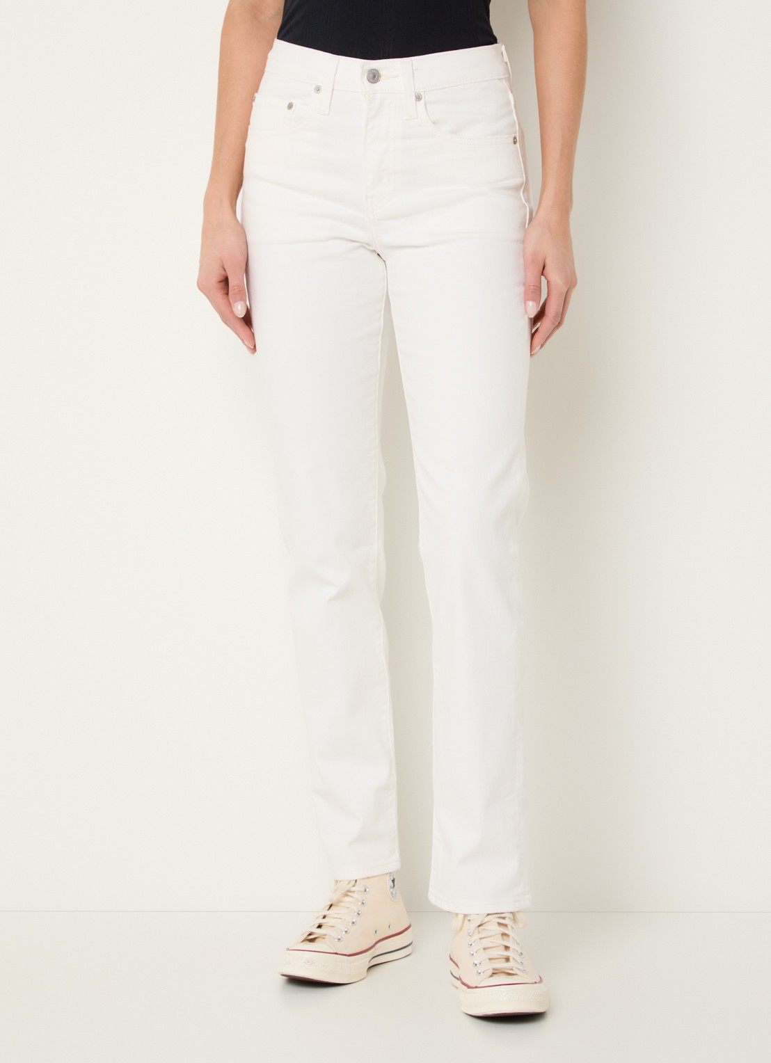 Levi's 724 Mid waist slim fit jeans met gekleurde wassing - detail 4 wit